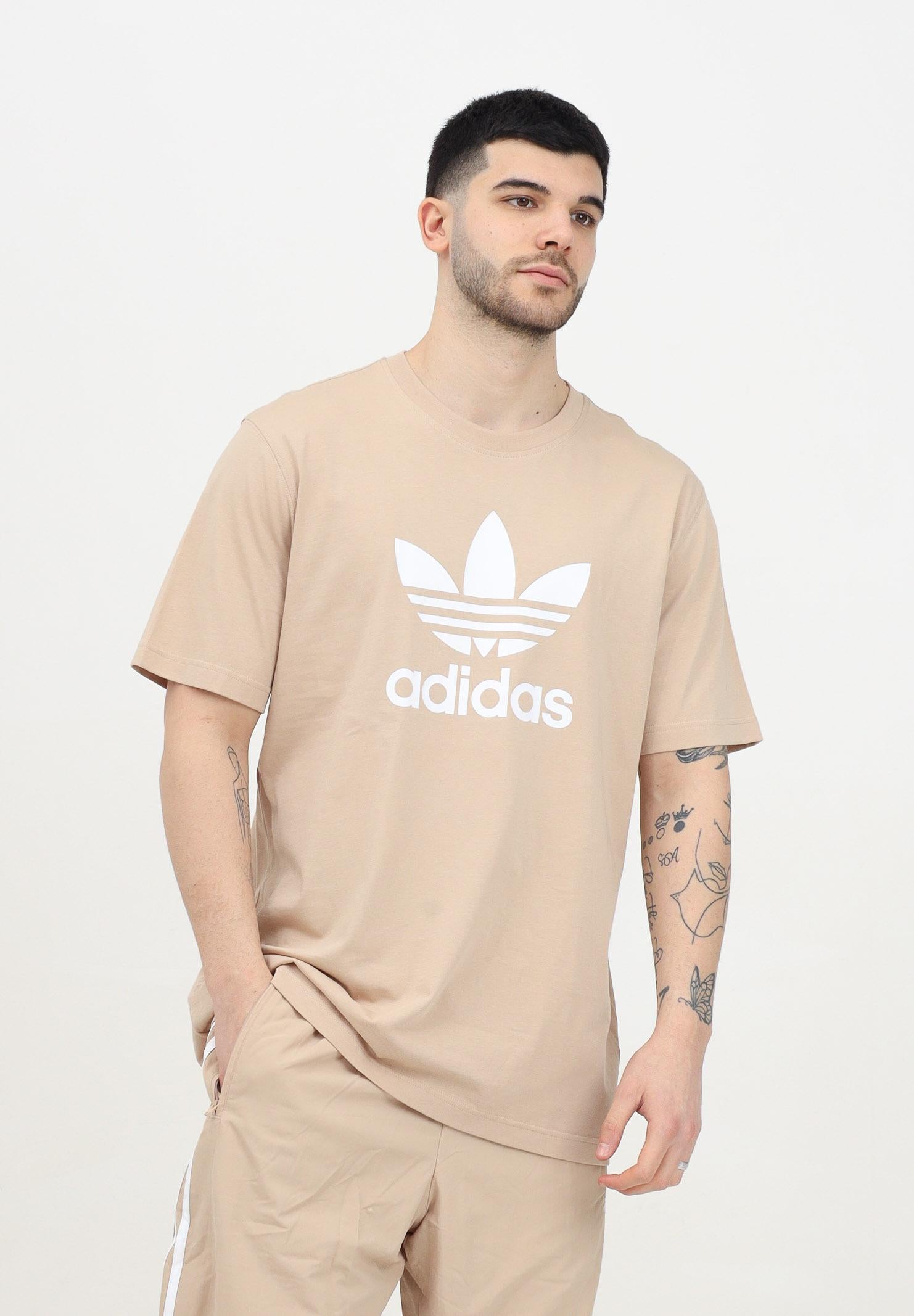 T-shirt a manica corta ADICOLOR TREFOIL beige da uomo IZ2351 ADIDAS ORIGINALS