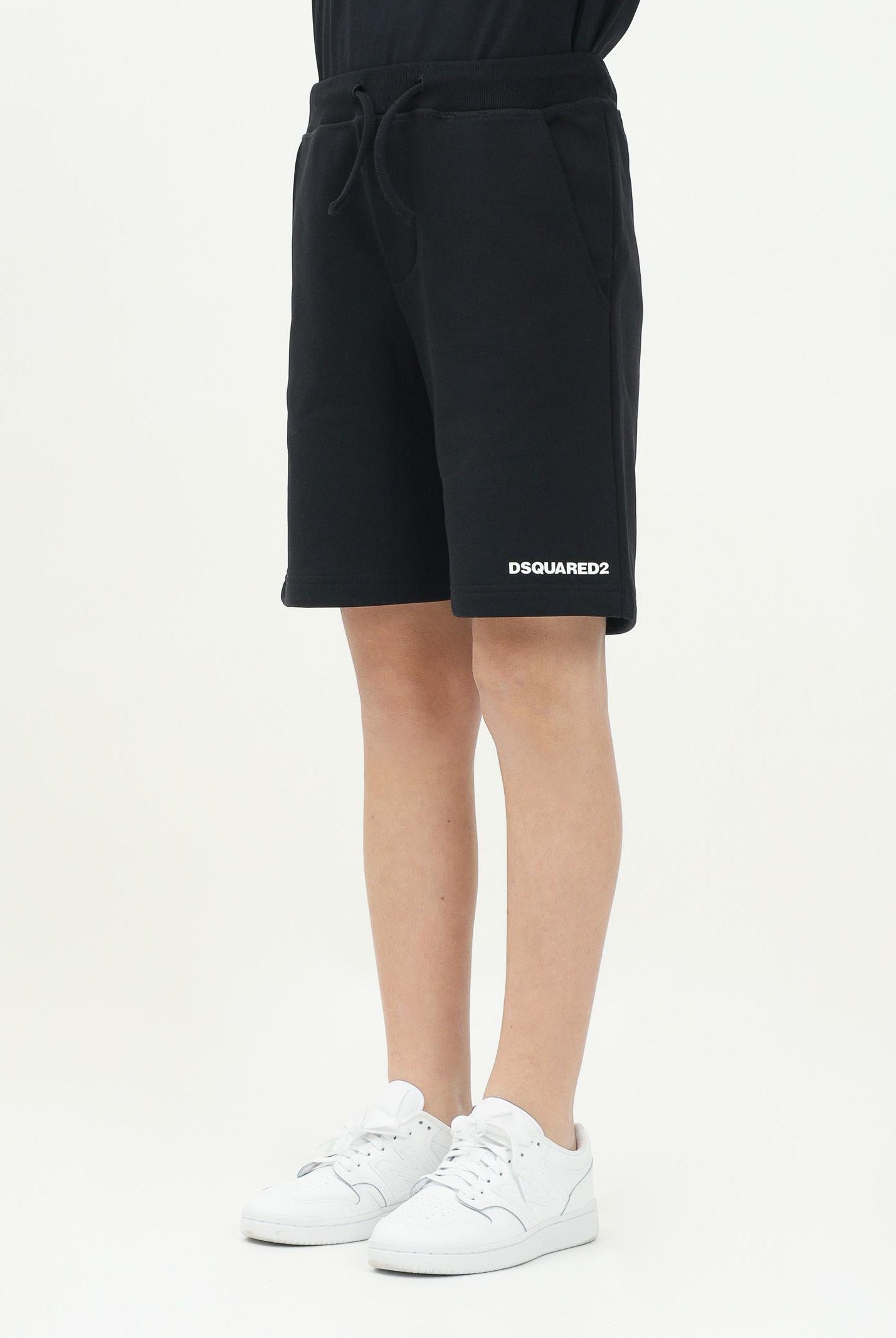 DSQUARED2 Shorts sportivo nero per donna, ragazzi e bambini con stampa logo DQ2738D0094 DQ900 DSQUARED2