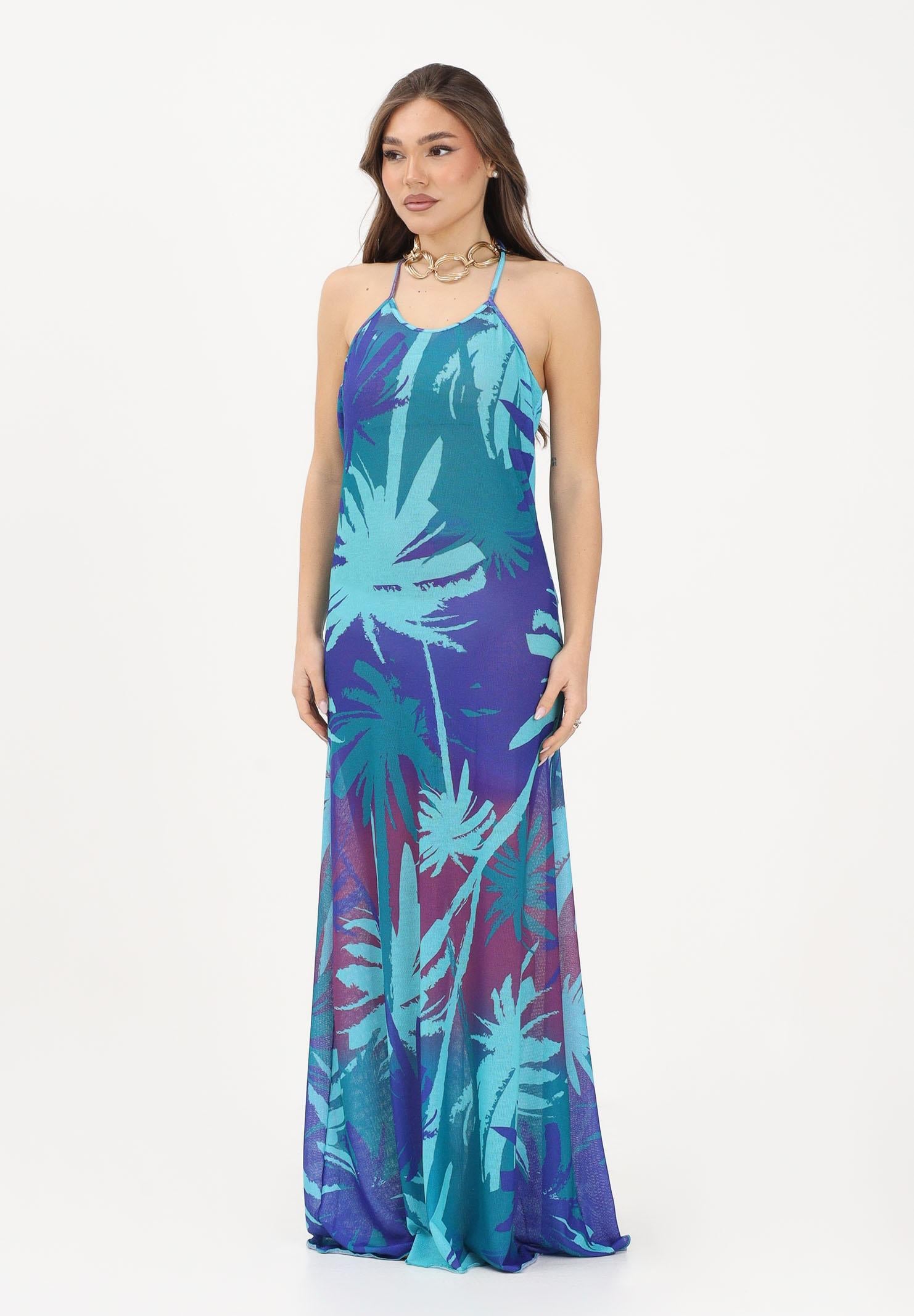 ME FUI Abito lungo multicolore da donna con stampa tropicale MF26-SW0837X45 . ME FUI