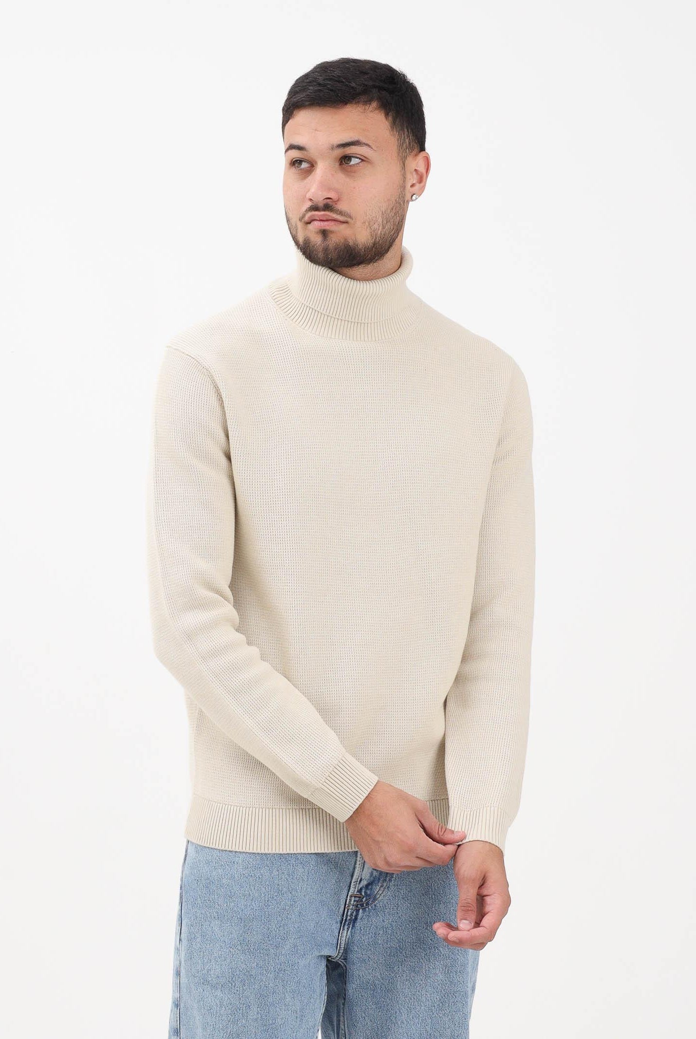 SELECTED HOMME Maglioncino a collo alto panna da uomo 16099187 Oatmeal SELECTED HOMME