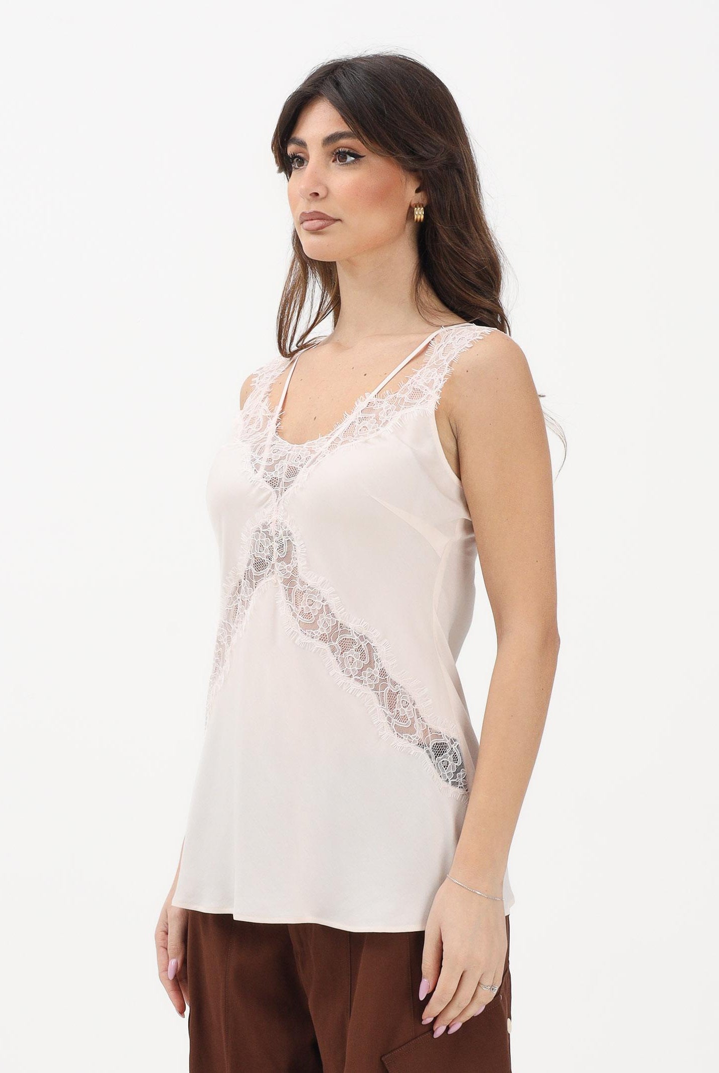 PINKO Top rosa da donna con inserti in pizzo 106623A385 P97 PINKO