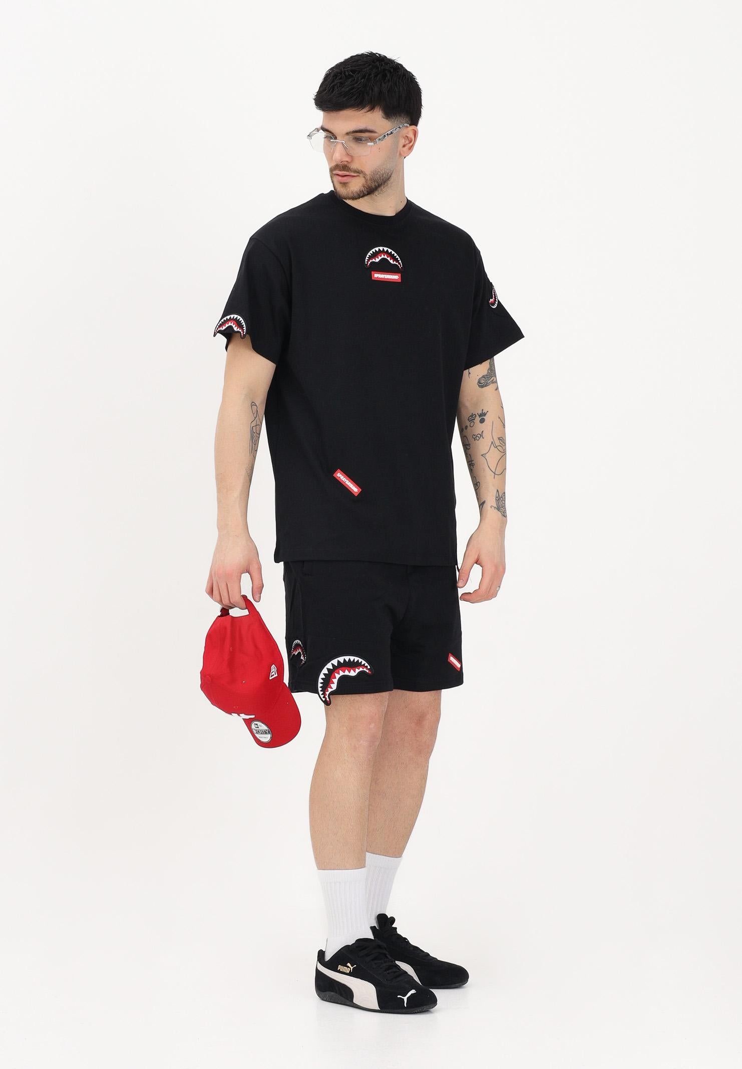 SPRAYGROUND Shorts sportivo nero da uomo con patch SP847EBLK . SPRAYGROUND