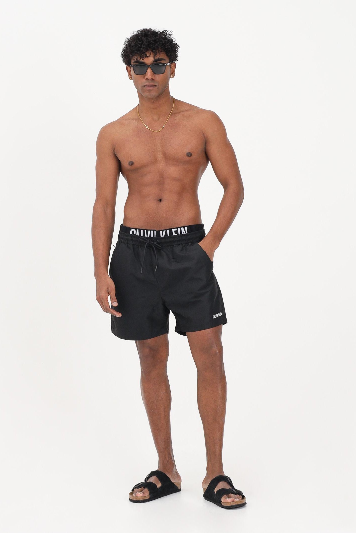 CALVIN KLEIN Shorts mare nero da uomo con elastico logato LV00N61015 UB1 CALVIN KLEIN