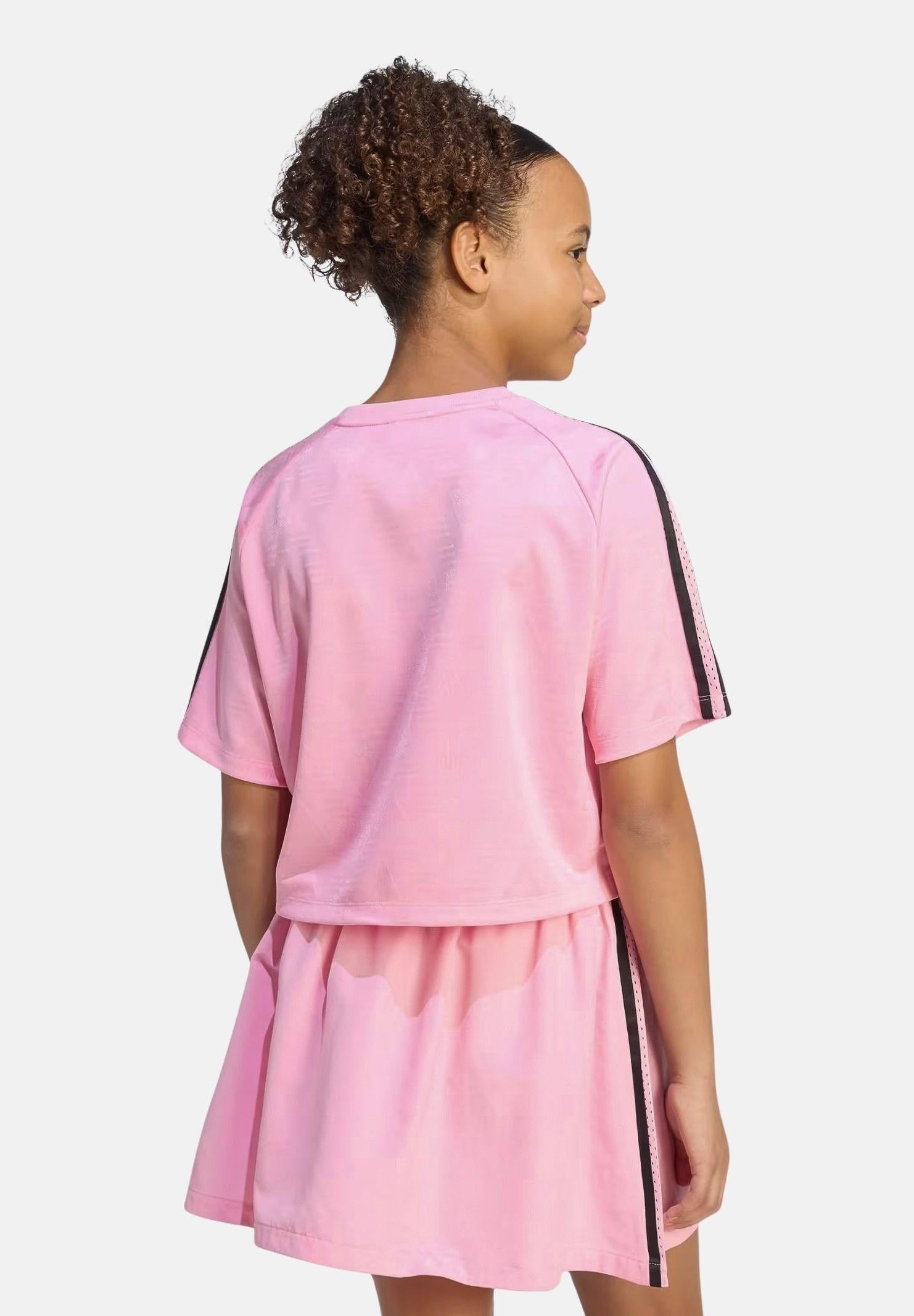 ADIDAS ORIGINALS T-shirt a manica corta Loose Boxy Jacquard rosa da bambina KD7832 . ADIDAS ORIGINALS