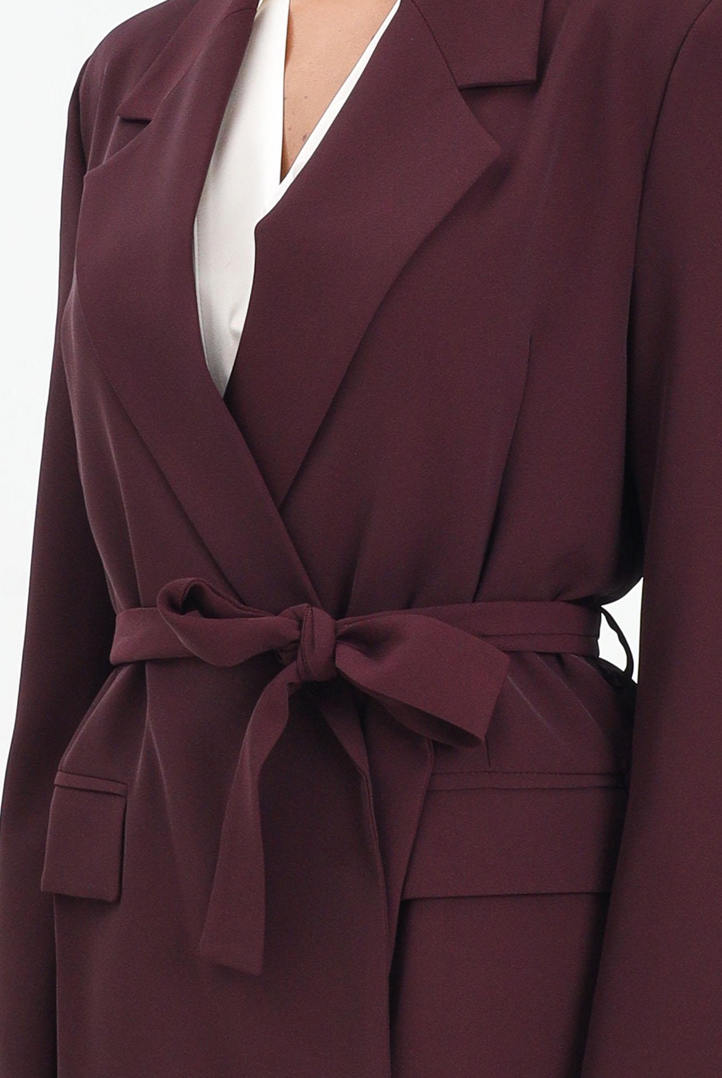 VICOLO Giacca bordeaux da donna con cintura TF0358 FU38 VICOLO