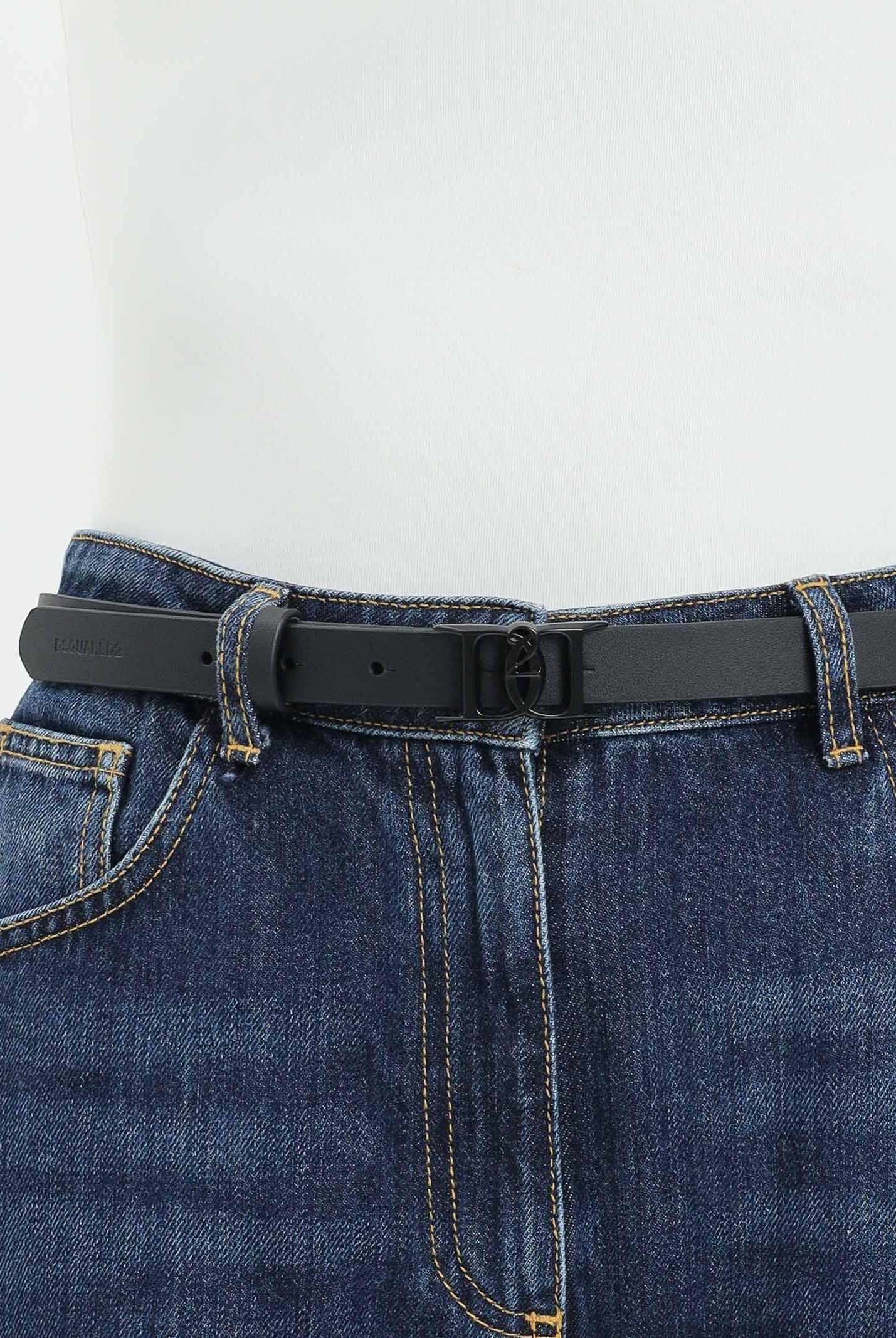 DSQUARED2 Cintura nera da donna in vera pelle con fibbia D2 DQ3119D0AFH DQ900 DSQUARED2