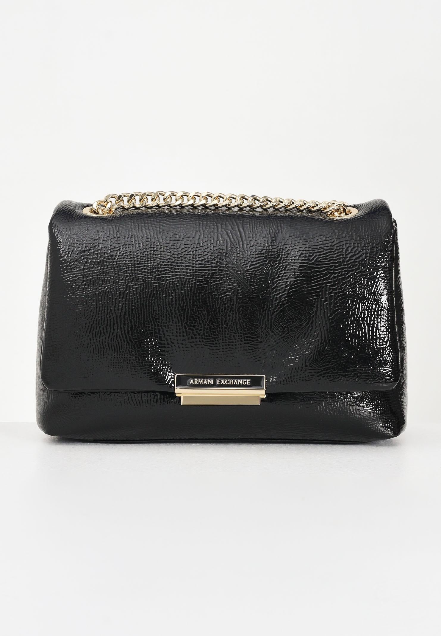 ARMANI EXCHANGE Borsa a tracolla in vernice nera da donna XW000355AF17239 UC001 ARMANI EXCHANGE
