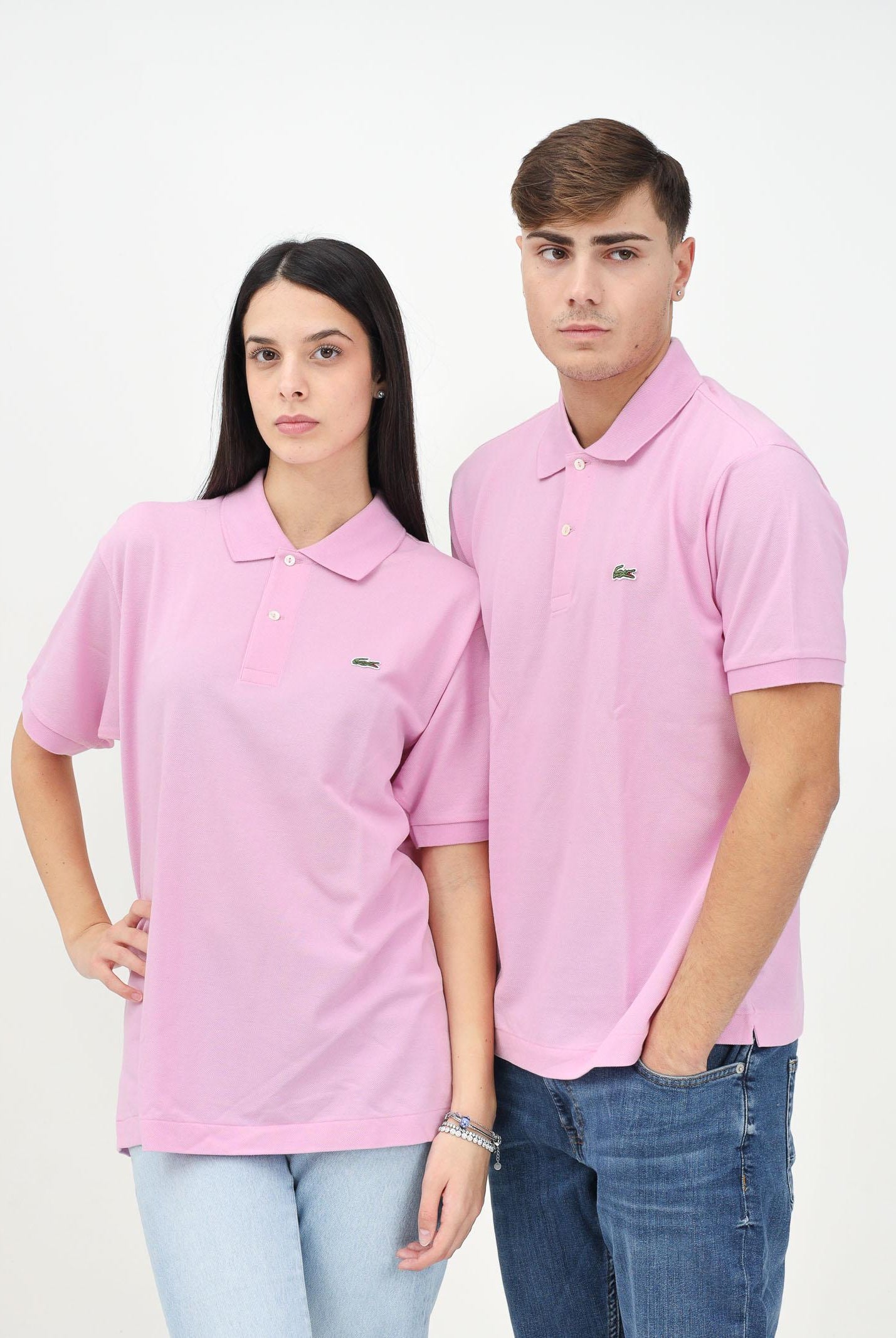 Polo rosa per uomo e donna con patch logo coccodirllo 1212 Z4H LACOSTE