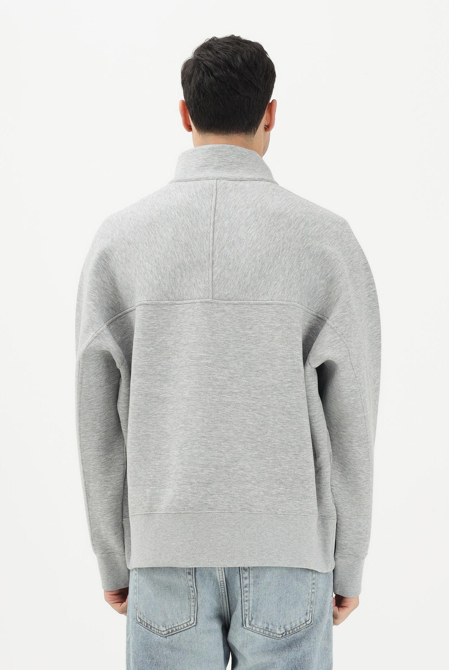 CALVIN KLEIN JEANS Felpa a mezza zip grigia da uomo con logo LV04RE221GP79 . CALVIN KLEIN JEANS