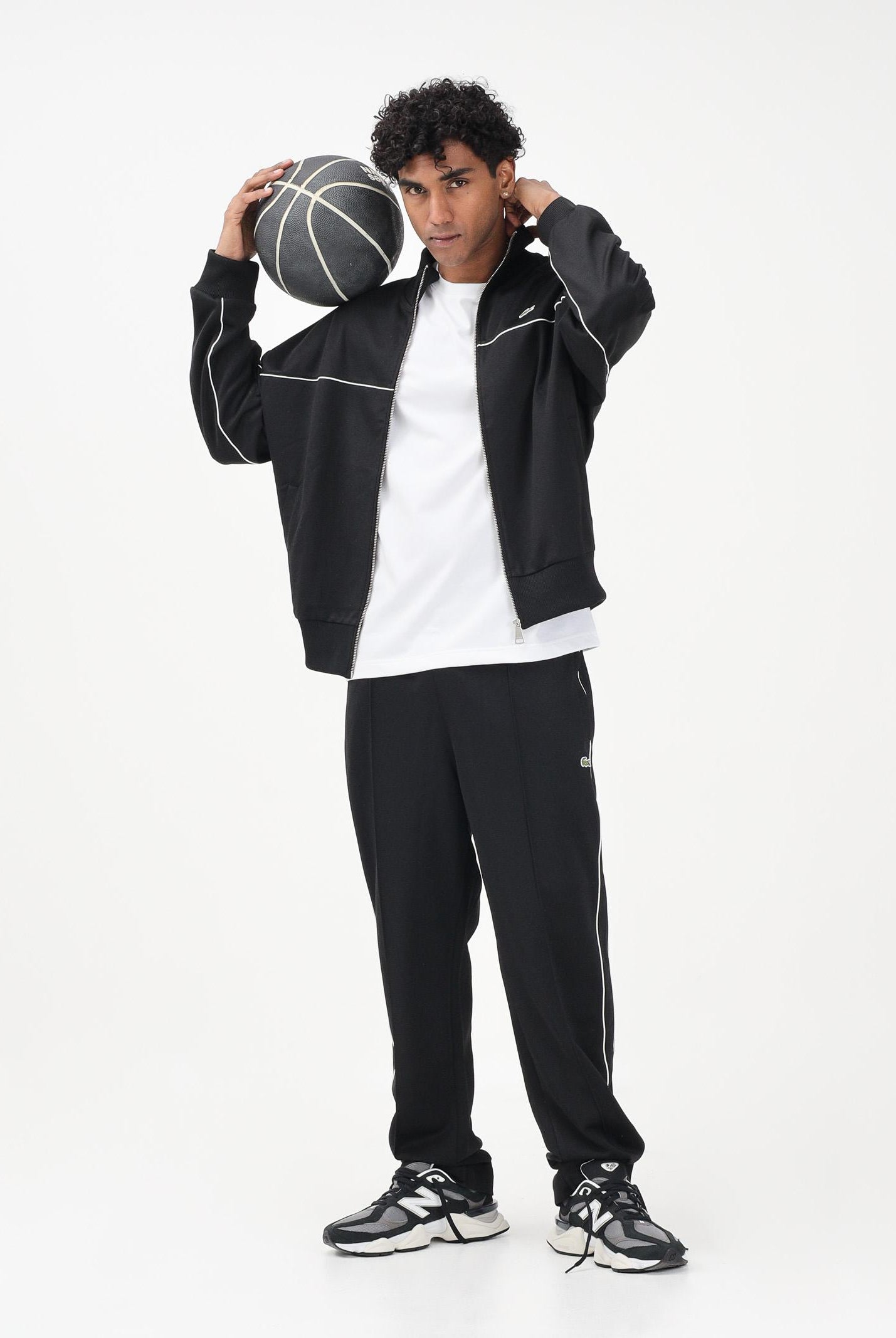 LACOSTE Felpa con zip nera da uomo SH0627 031 LACOSTE