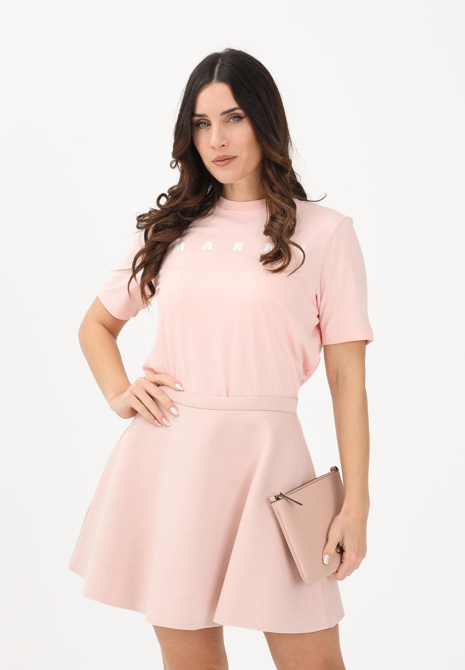 MARNI T-shirt a manica corta rosa per donna, ragazze e bambine con logo M01601M00RF 0M351 MARNI