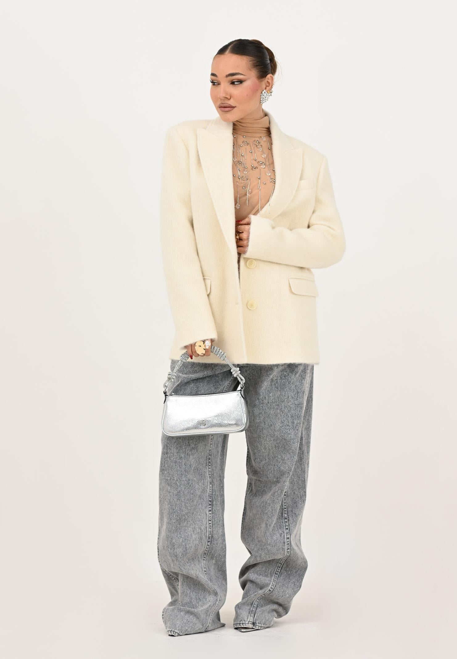 PATRIZIA PEPE Giacca in misto lana panna da donna 2S1533A654 W405 PATRIZIA PEPE