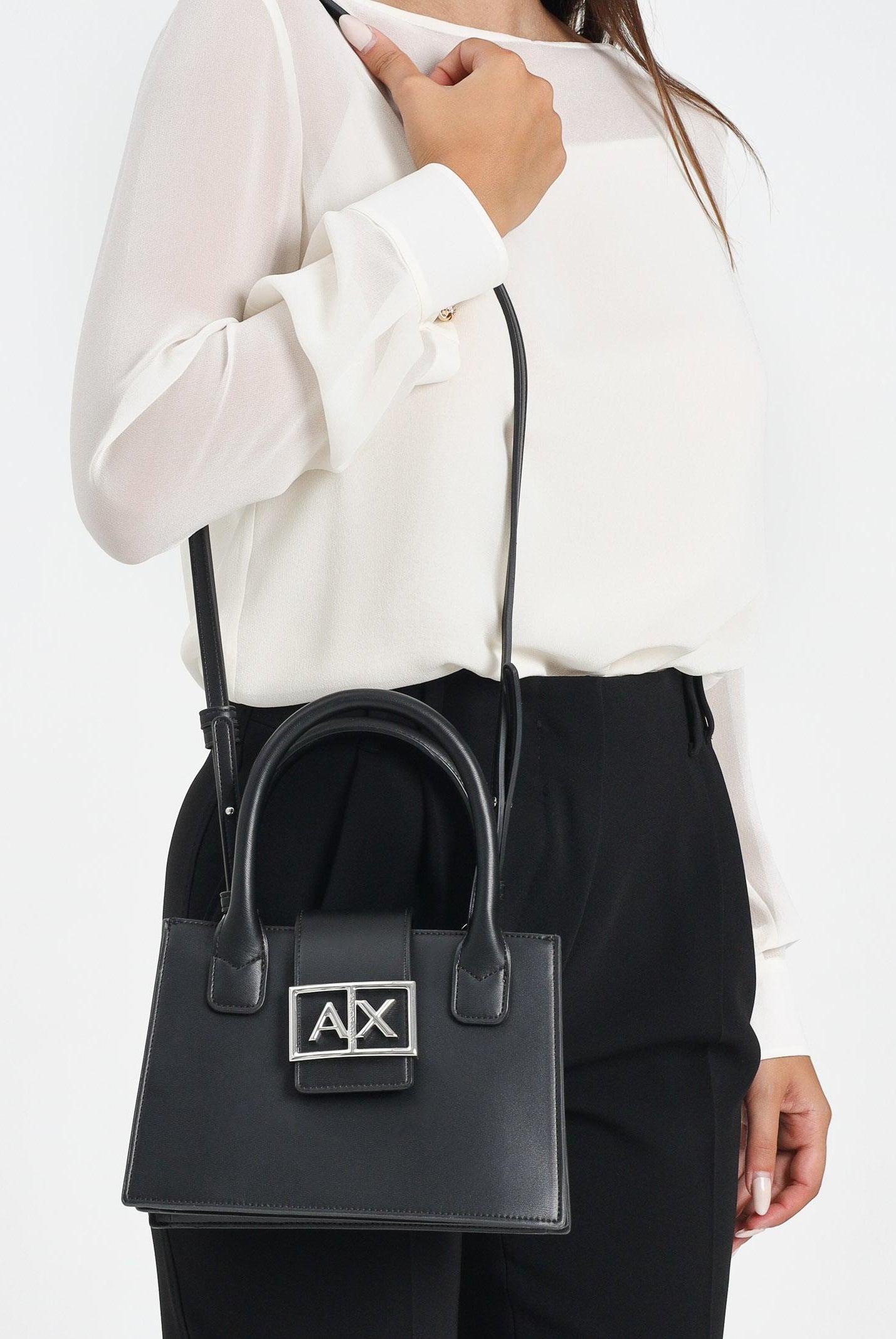 ARMANI EXCHANGE Borsa a mano nera da donna con logo XW000306AF12039 UC001 ARMANI EXCHANGE