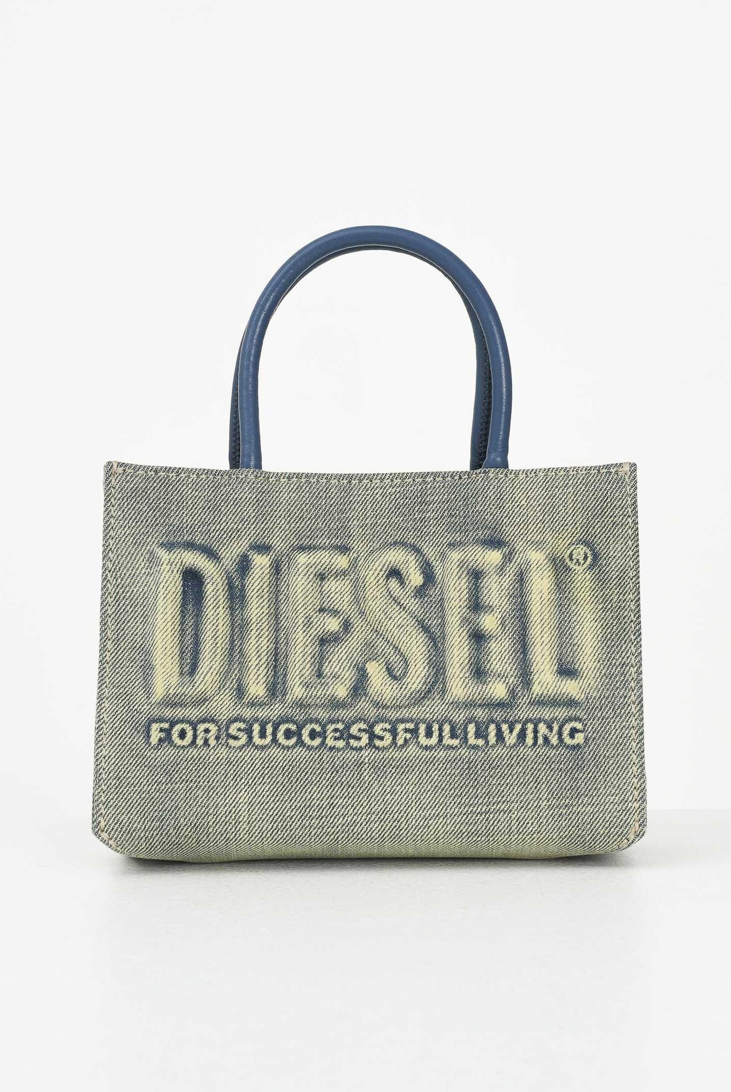 DIESEL Borsa DSL 3D in denim solarizzato da donna con logo istituzionale J02529P5499 H8457 DIESEL