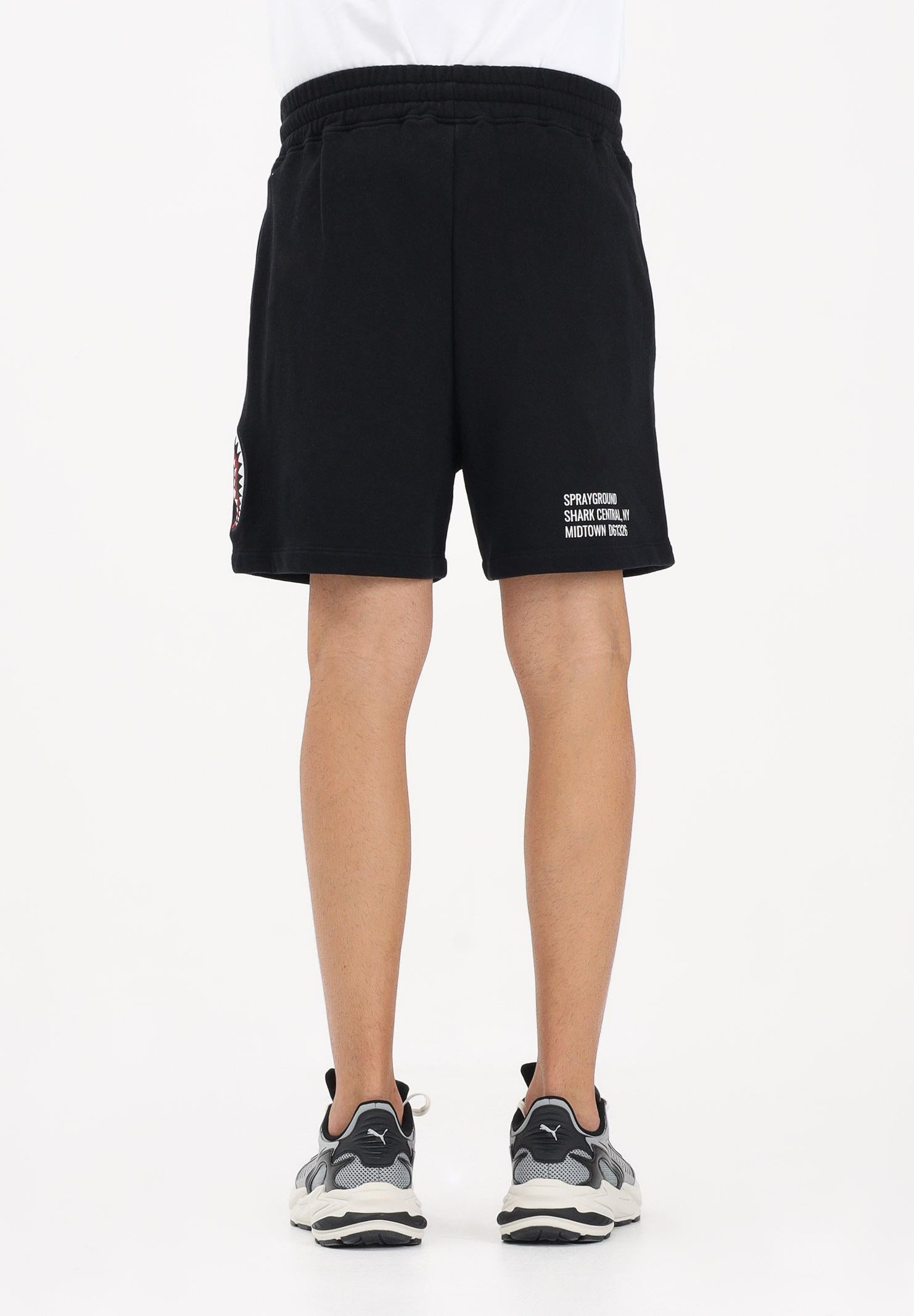 SPRAYGROUND Shorts sportivo nero da uomo con grafica Shark SP855EBLK . SPRAYGROUND