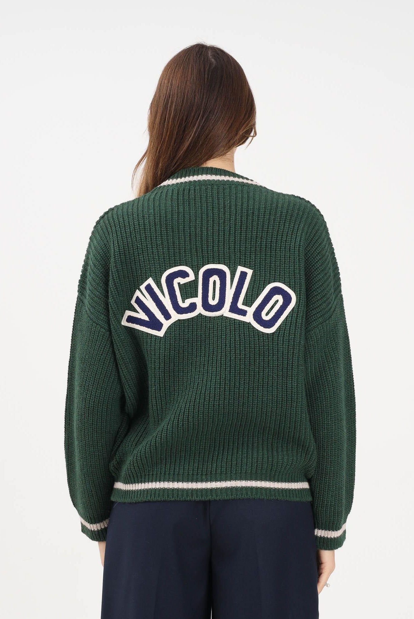VICOLO Maglioncino verde da donna con logo sul retro 55073F VE VICOLO