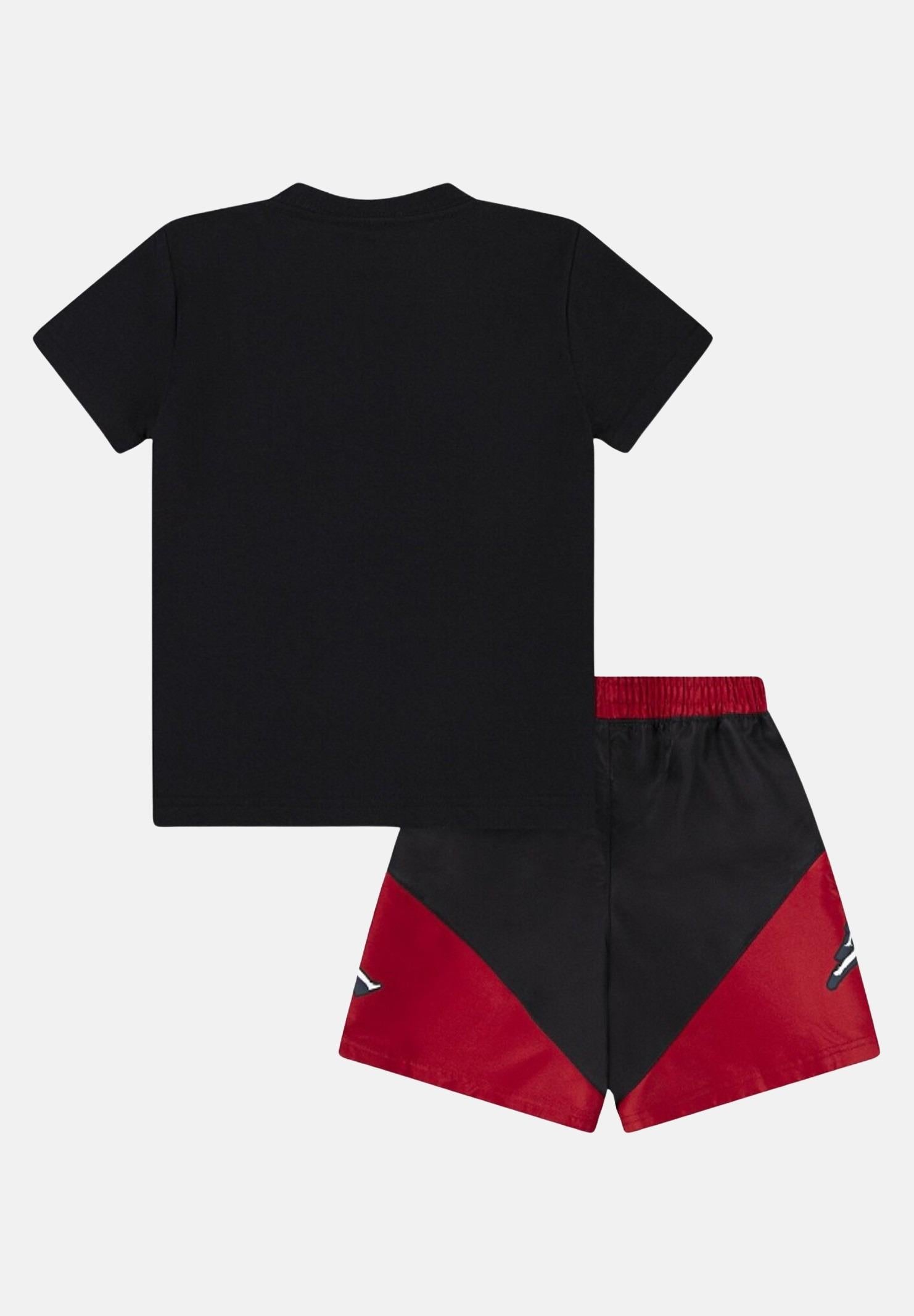 JORDAN Completino Jumpman Stacked nero e rosso da bambino 85D768 023 JORDAN