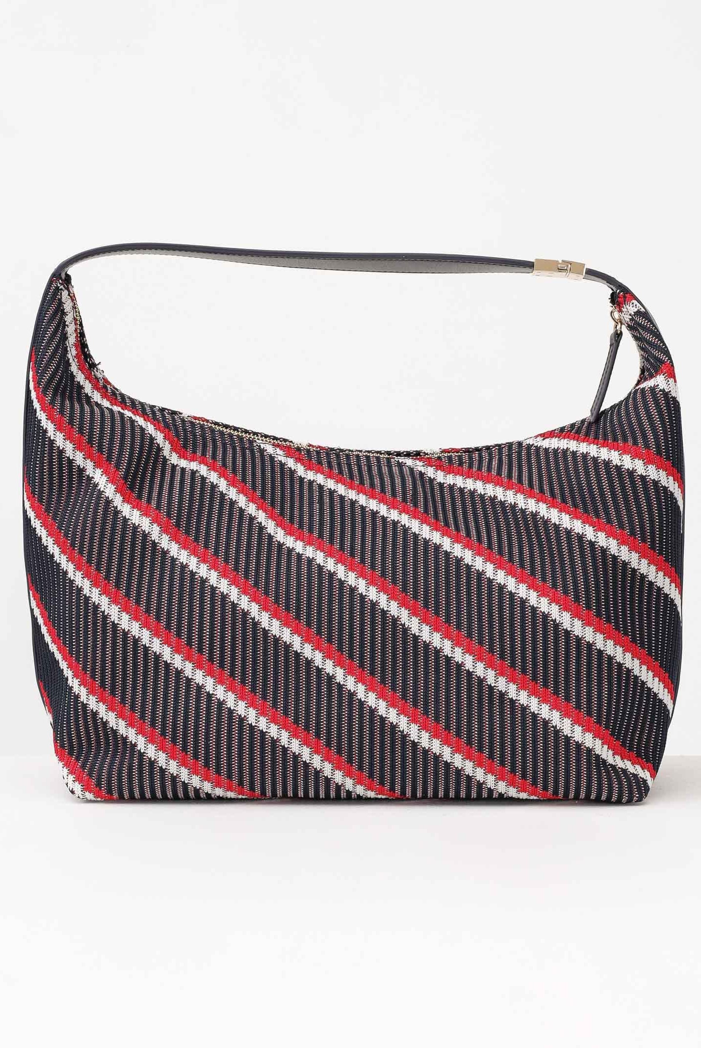 TOMMY HILFIGER Borsa hobo iconica in maglia blu rossa e bianca da donna AW0AW18166 0GY TOMMY JEANS