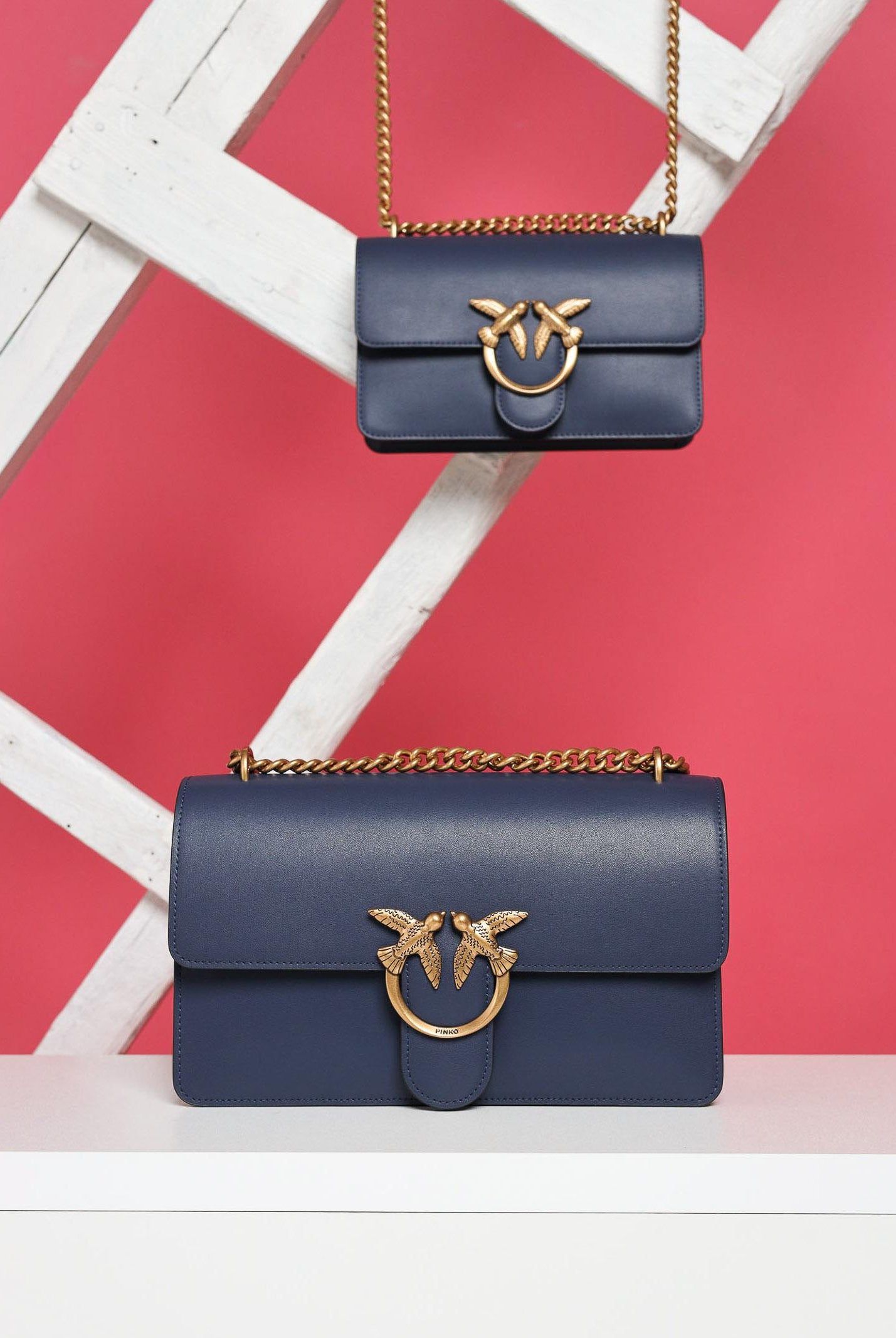 PINKO Borsa a tracolla Classic Love Bag One in morbida pelle mano seta blu da donna 100941A0F1 G08Q PINKO