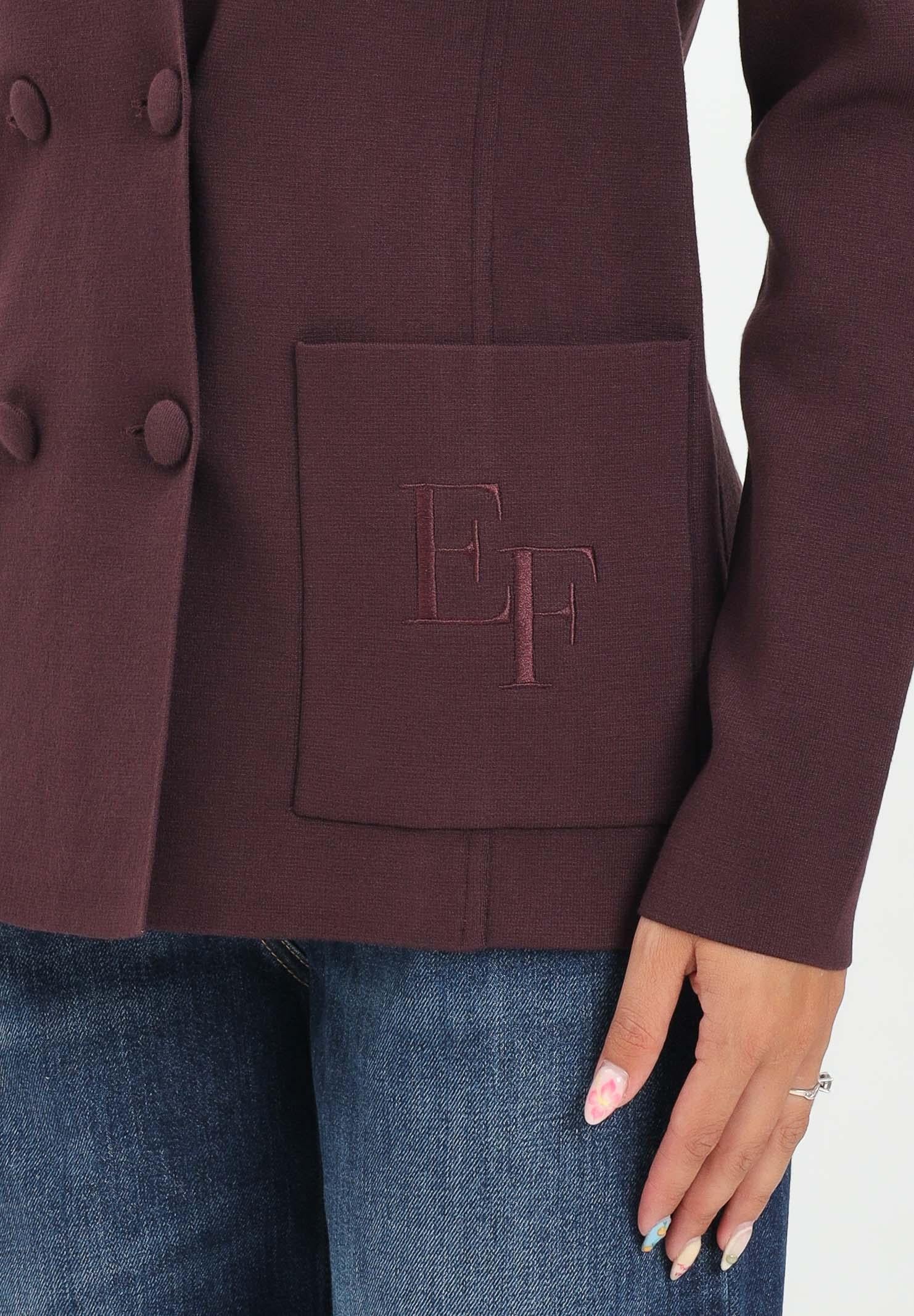 ELISABETTA FRANCHI Giacca doppiopetto realizzata in maglia bordeaux da donna MK52S57E2 EA4 ELISABETTA FRANCHI