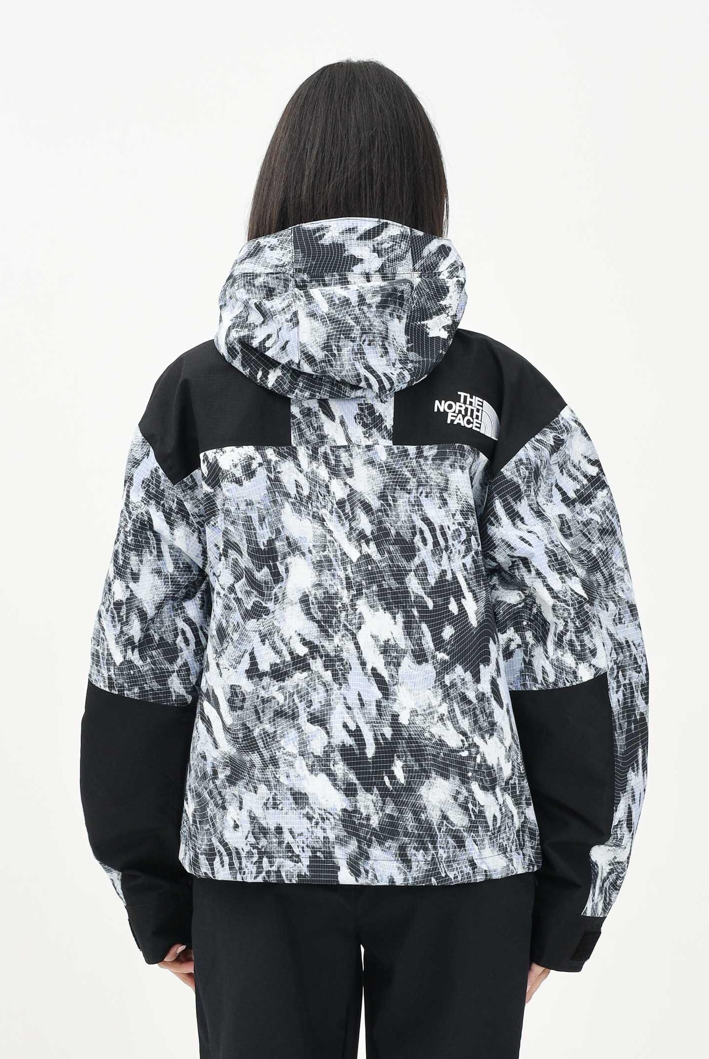 THE NORTH FACE Giacca a vento DryVent™ Mono Mountain con fantasia blu e nera da donna NF0A88YX8T01 . THE NORTH FACE