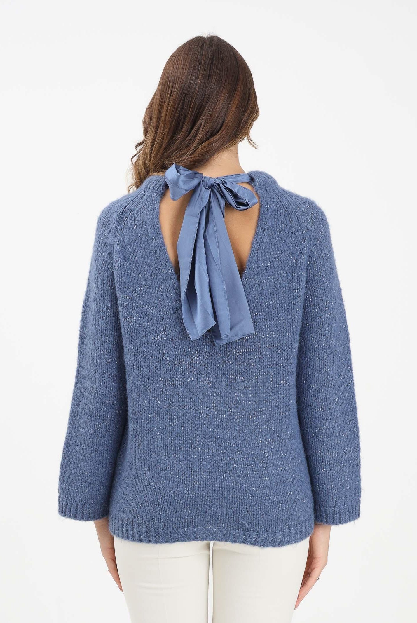 ONLY Maglioncino girocollo celeste da donna con fiocco sul retro 15353235 VintageIndigo ONLY