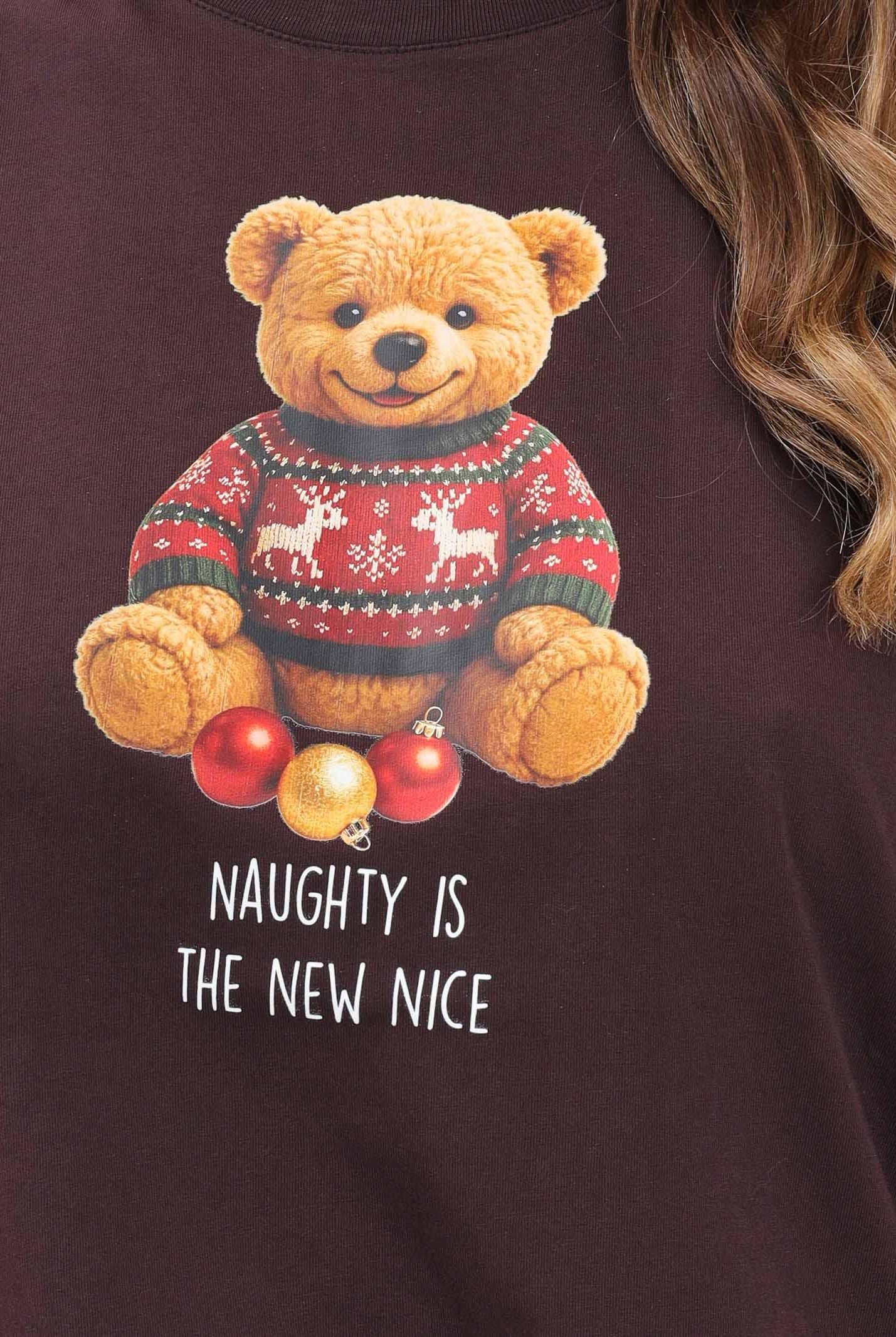 VICOLO T-shirt a manica corta marrone da donna con stampa teddy RF0620 MA VICOLO