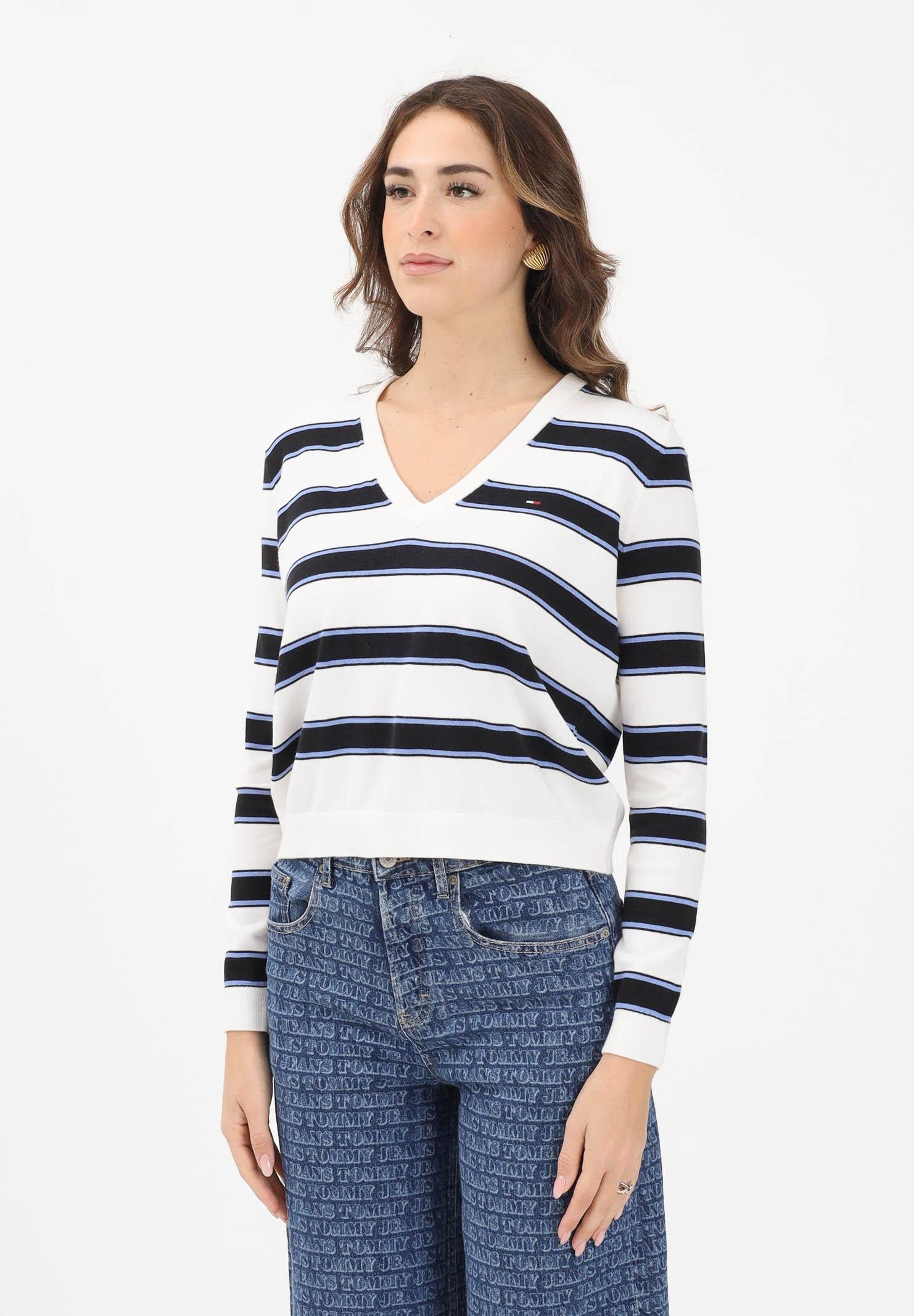 TOMMY JEANS Maglioncino bianco e blu da donna con motivo a righe DW0DW19888 0AP TOMMY JEANS
