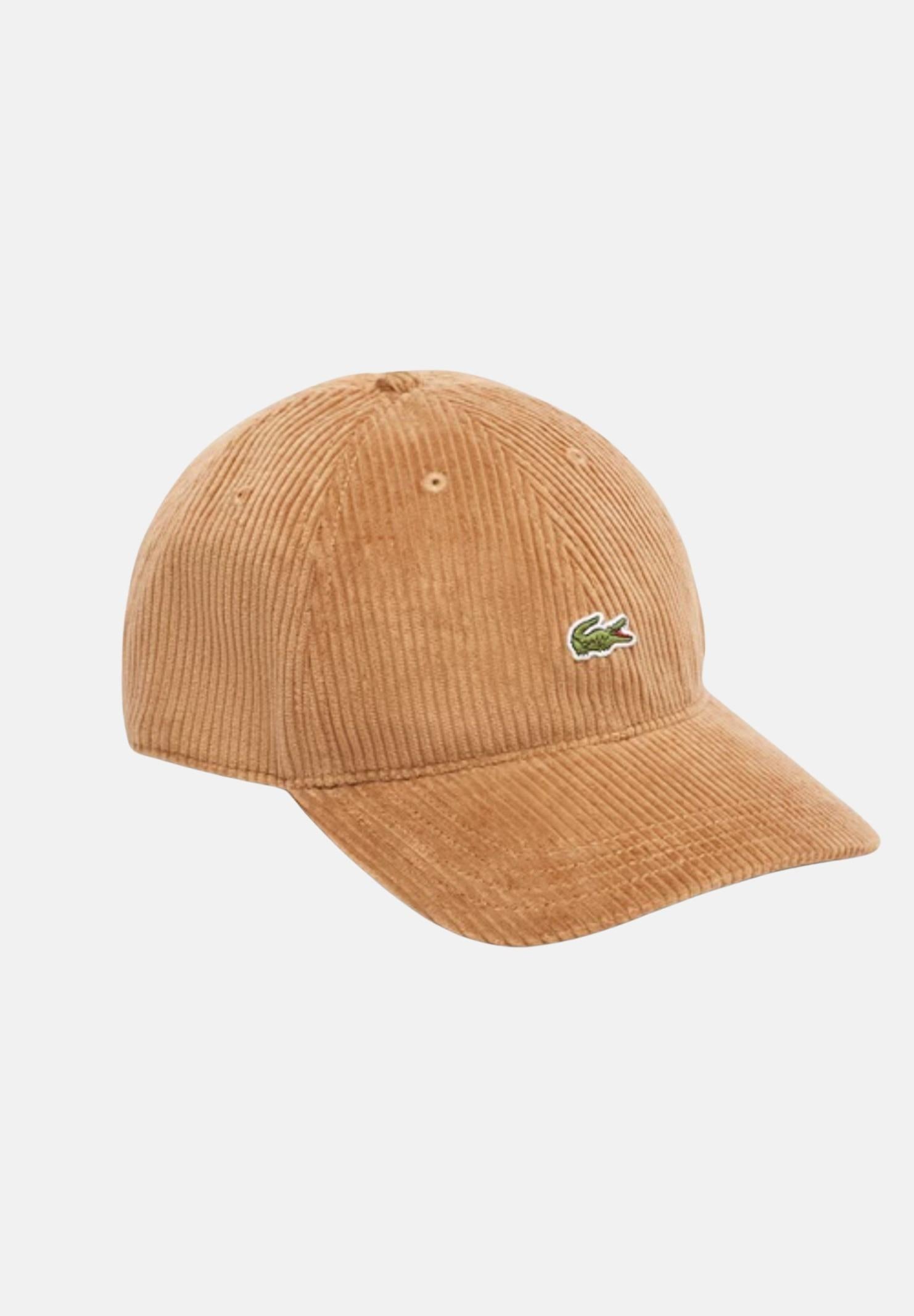 LACOSTE Cappello con visiera cammello per uomo e donna in velluto a coste RK3447 DPC LACOSTE