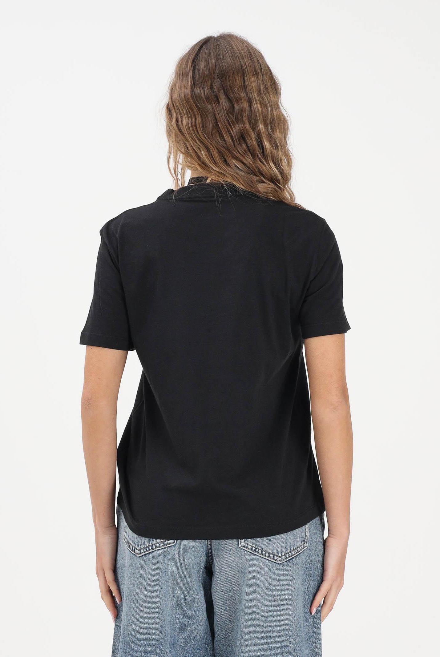 CALVIN KLEIN JEANS T-shirt a manica corta nera da donna con ricamo logo LV047F810G UB1 CALVIN KLEIN JEANS