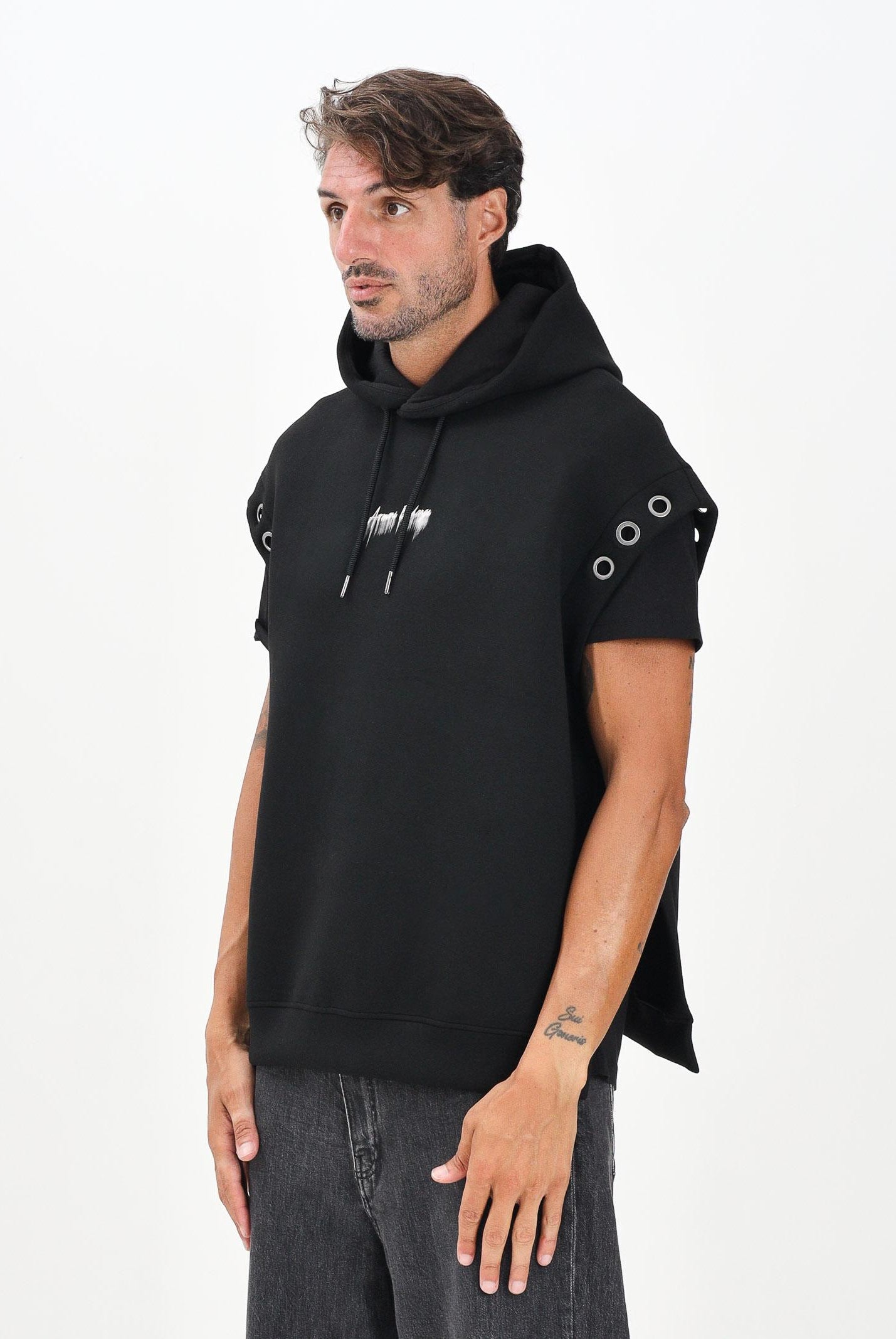 ARMANI EXCHANGE Felpa smanicata nera da uomo con logo sul retro XM001384AF18746 UC001 ARMANI EXCHANGE