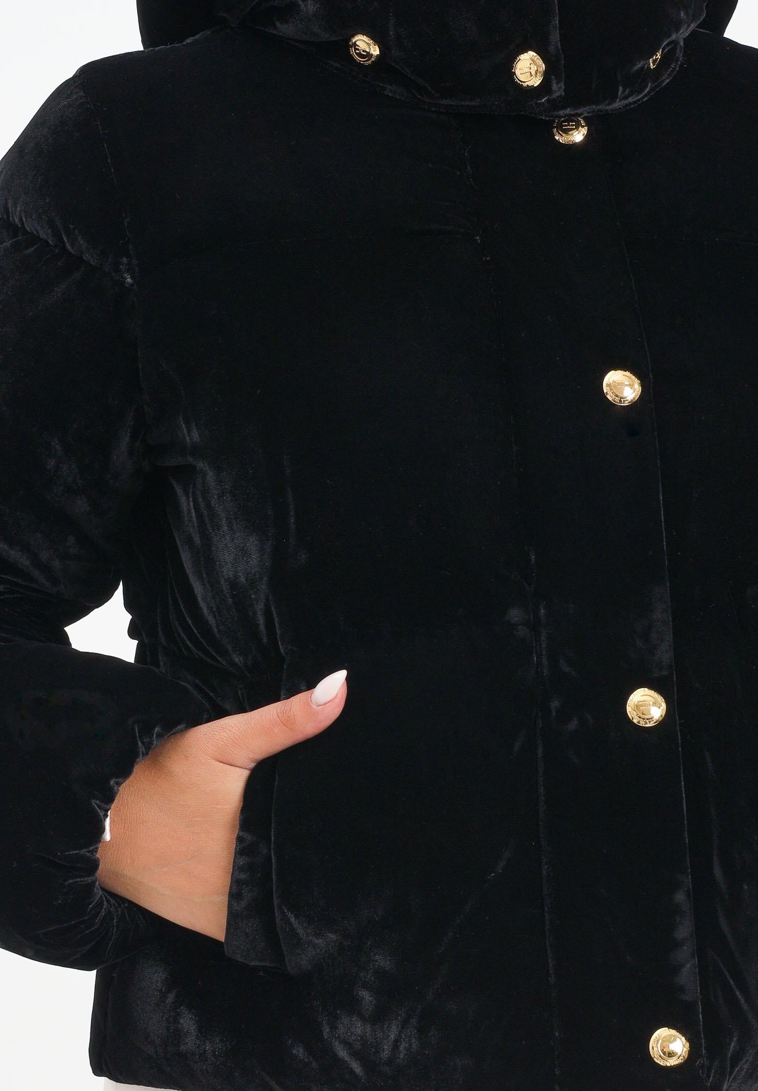 ELISABETTA FRANCHI Piumino cropped in velluto nero da donna PI82D56E2 110 ELISABETTA FRANCHI