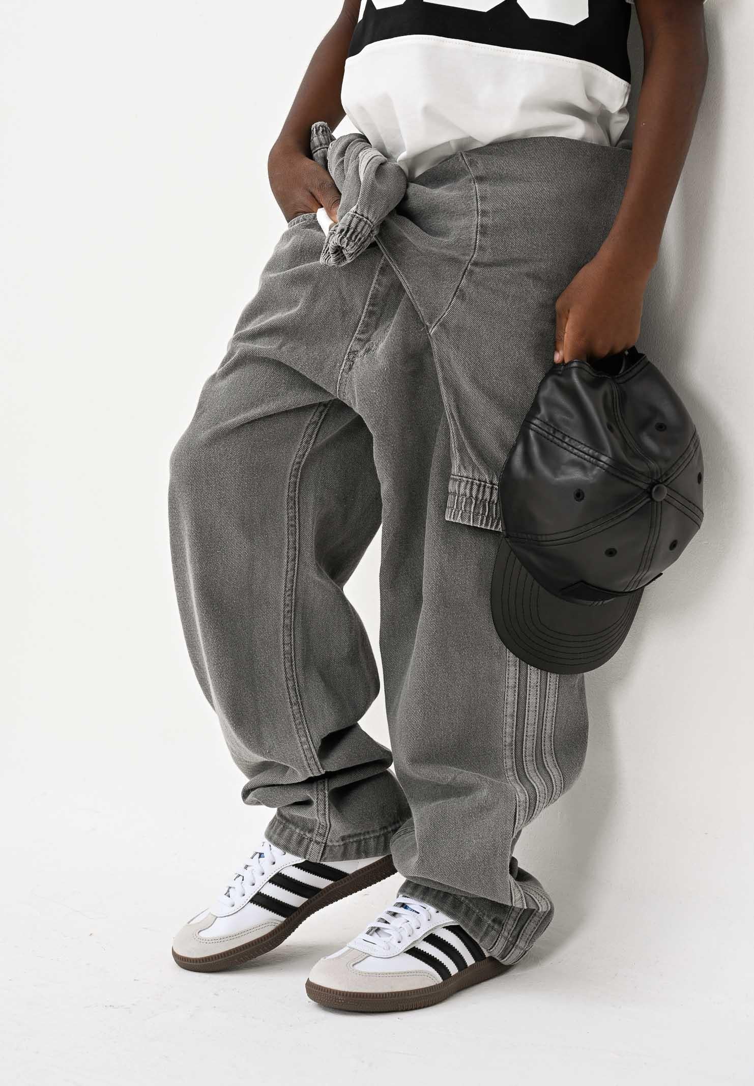 ADIDAS ORIGINALS Jeans in denim grigio per bambino e bambina JV7802 ADIDAS ORIGINALS