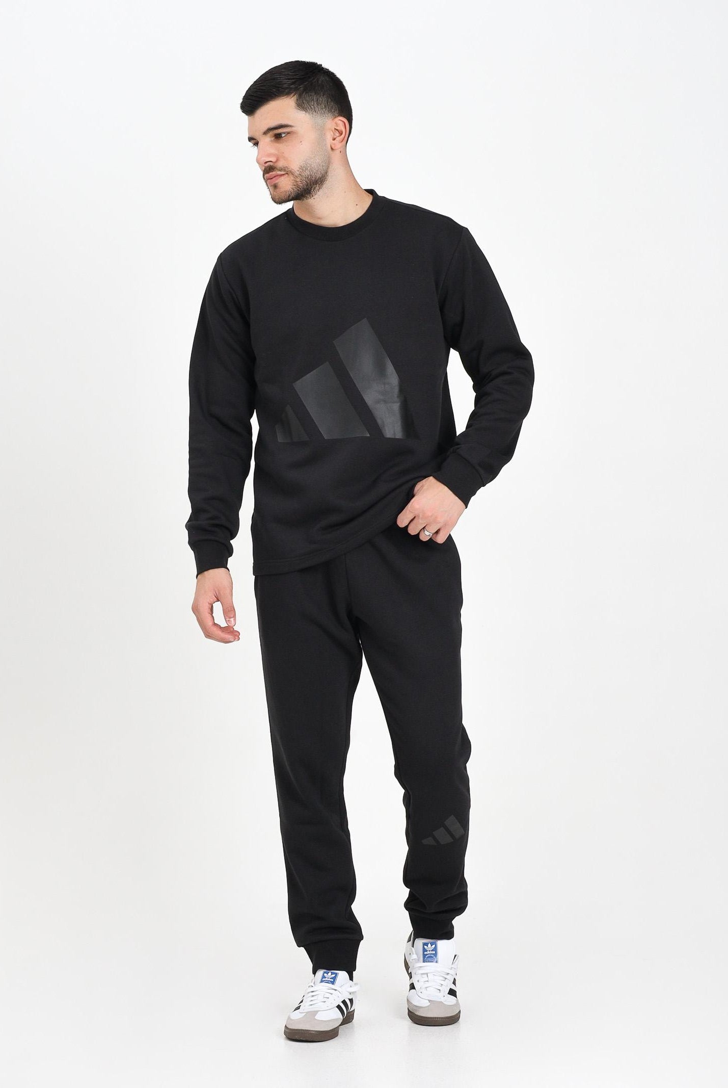 ADIDAS PERFORMANCE Tuta Big Logo Fleece nera da uomo JI8865 ADIDAS PERFORMANCE