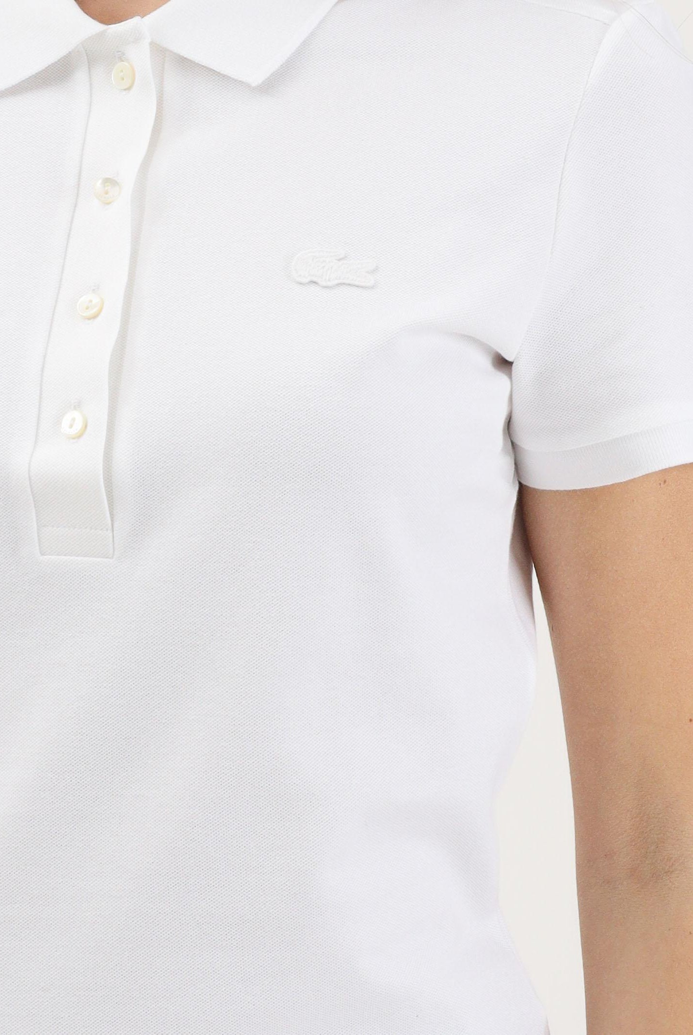 LACOSTE Polo a manica corta bianca da donna con logo PF5462 001 LACOSTE
