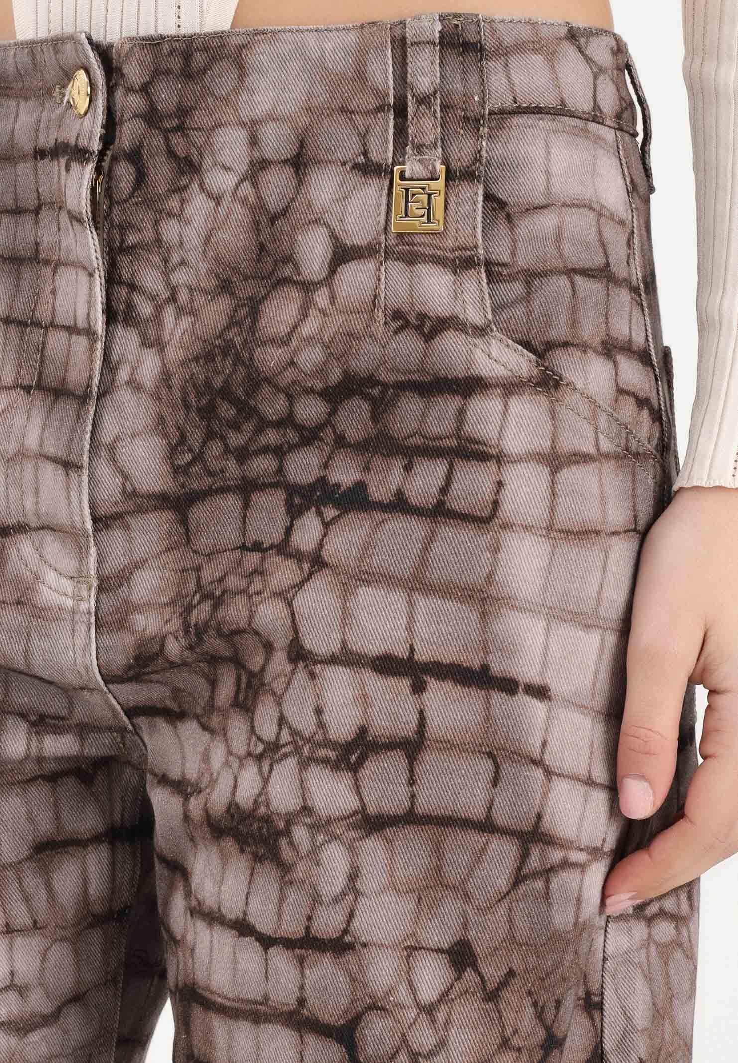 ELISABETTA FRANCHI Jeans cacao da donna con stampa alligatore PJ31D61E2 644 ELISABETTA FRANCHI