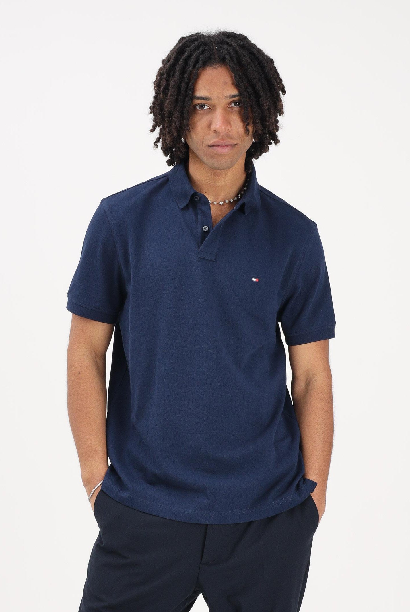 TOMMY HILFIGER Polo a manica corta blu da uomo MW0MW17770 DCC TOMMY HILFIGER