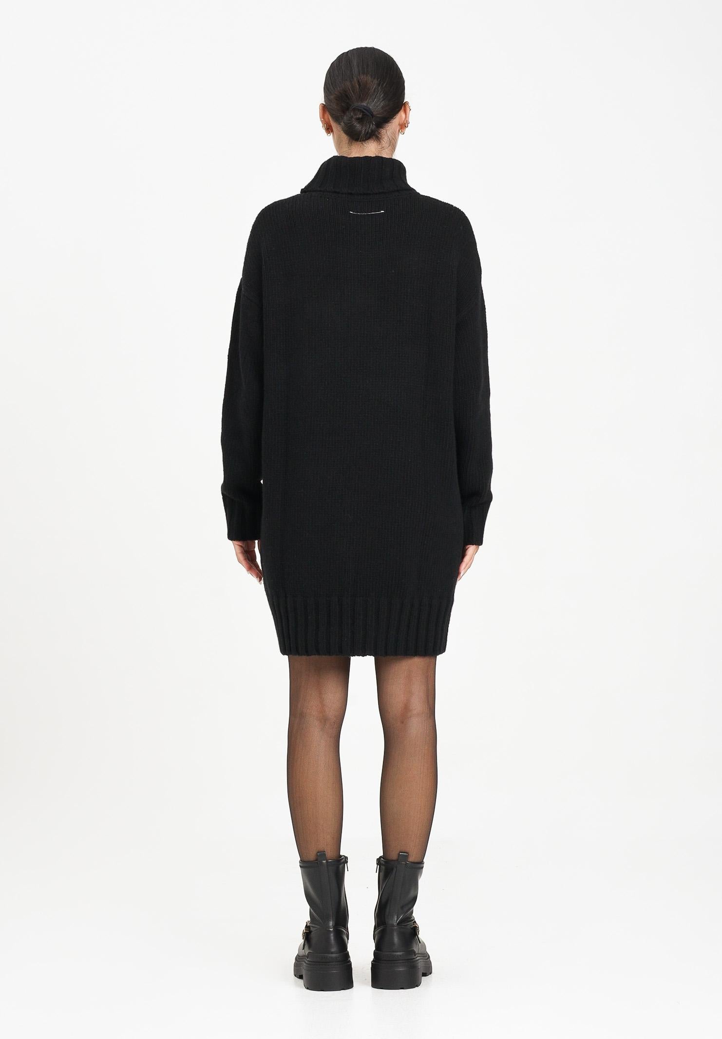 MAISON MARGIELA Abito corto nero per donna e ragazza con maxi logo M60848MM06M M6900 MAISON MARGIELA