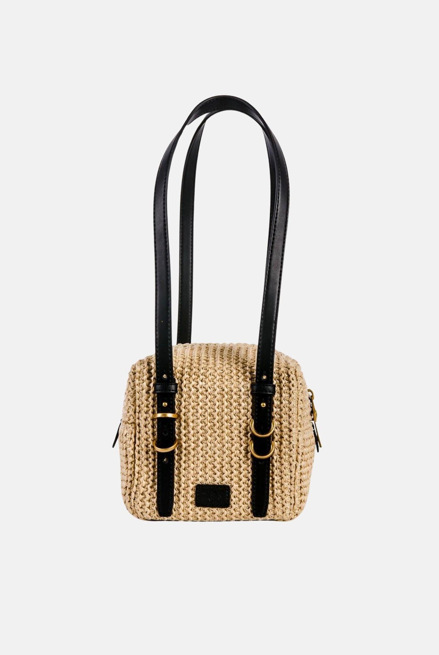 PINKO Borsa a spalla CUBIC in rafia beige da donna 106465A391 C24Q PINKO