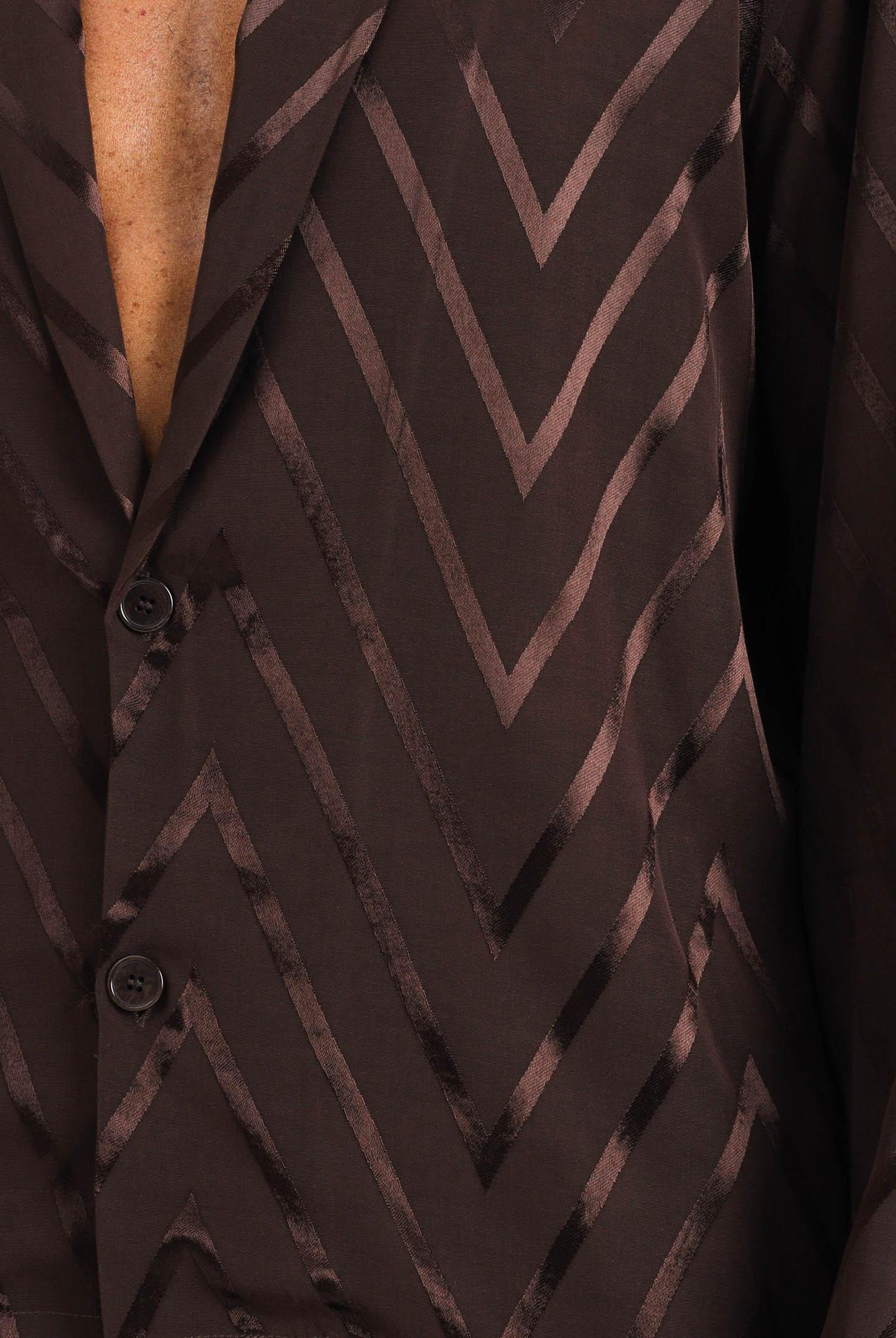 I'M BRIAN Camicia a manica lunga marrone da uomo con motivo a zig-zag CA3425 020 I'M BRIAN