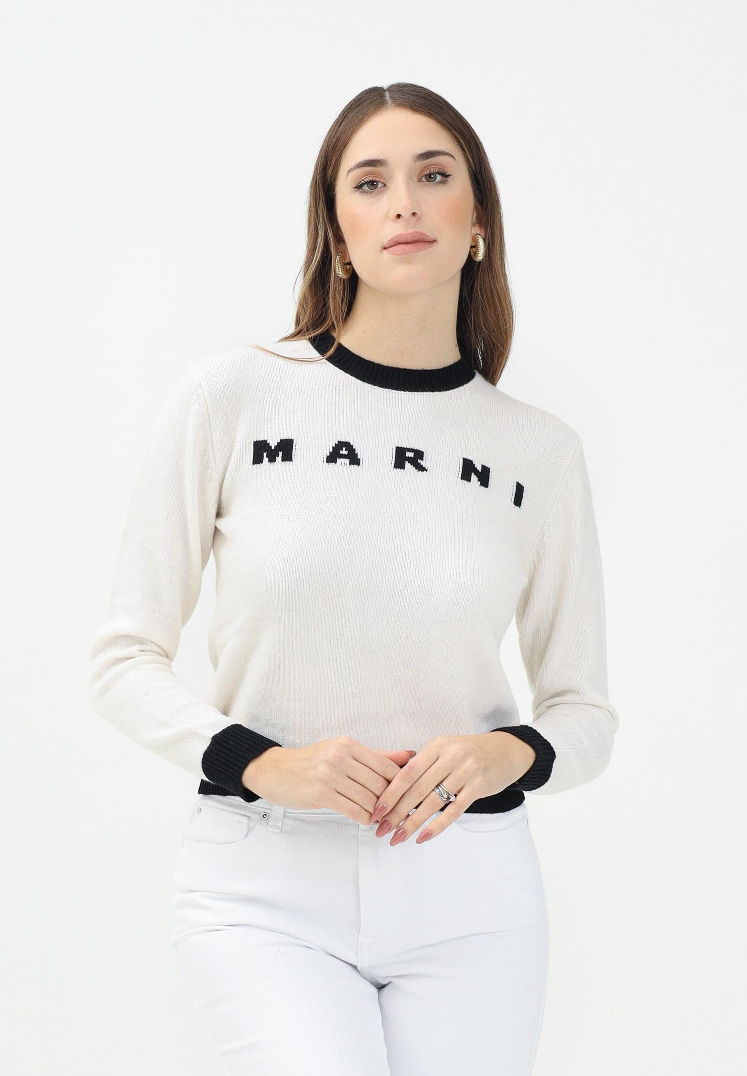 MARNI Maglioncino girocollo panna per donna e bambina con logo M00993M00ML 0M111 MARNI