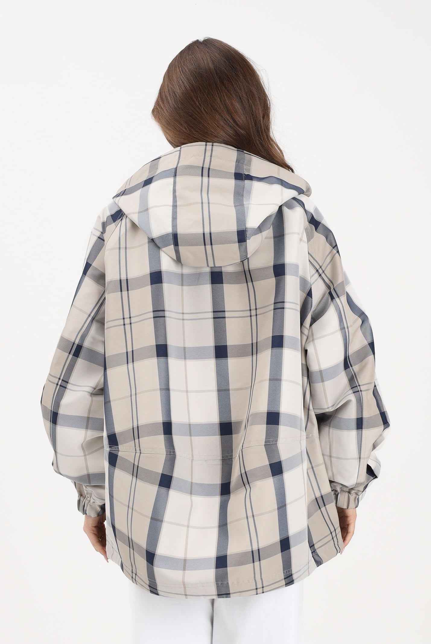 BARBOUR Giacca antipioggia Ballina con motivo a quadri blu e beige da donna 261-LSP0324 NY51 BARBOUR
