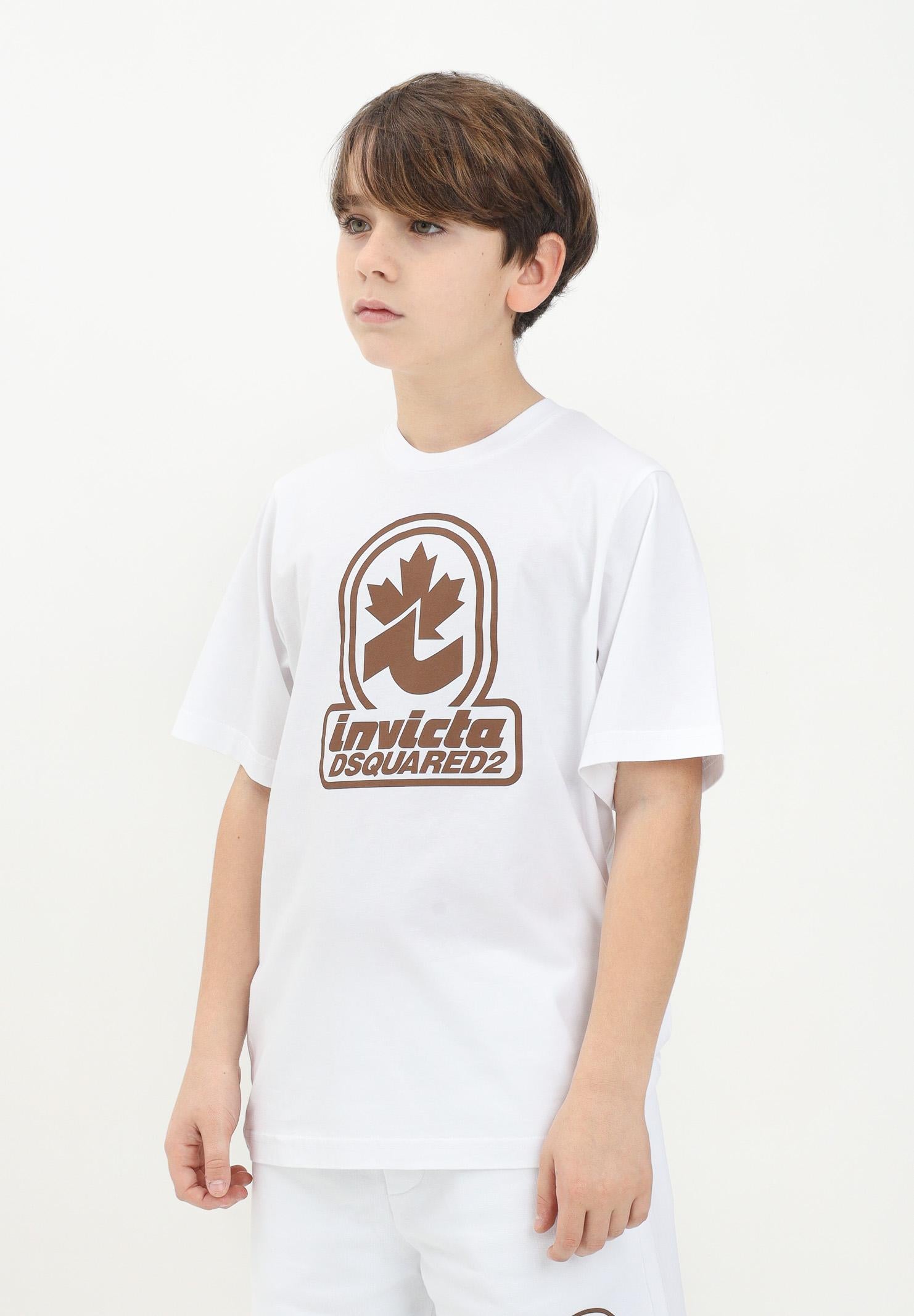 DSQUARED2 T-shirt a manica corta bianca per donna, ragazzi e bambini Invicta x Dsquared2 DQ2924D0AD3 DQ100 DSQUARED2