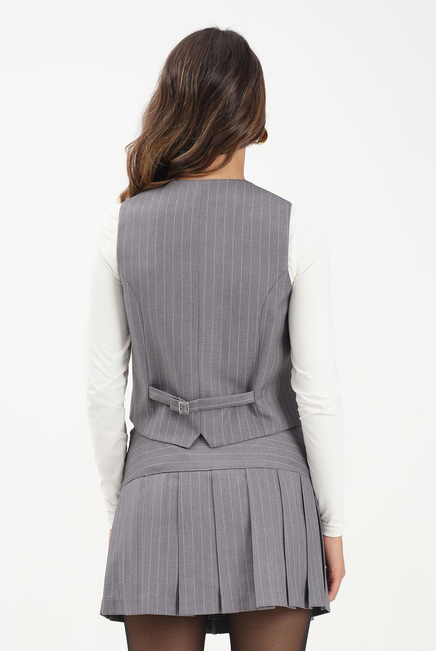 HINNOMINATE Gilet grigio da donna con motivo gessato sottile HMABW02242 GR40 HINNOMINATE