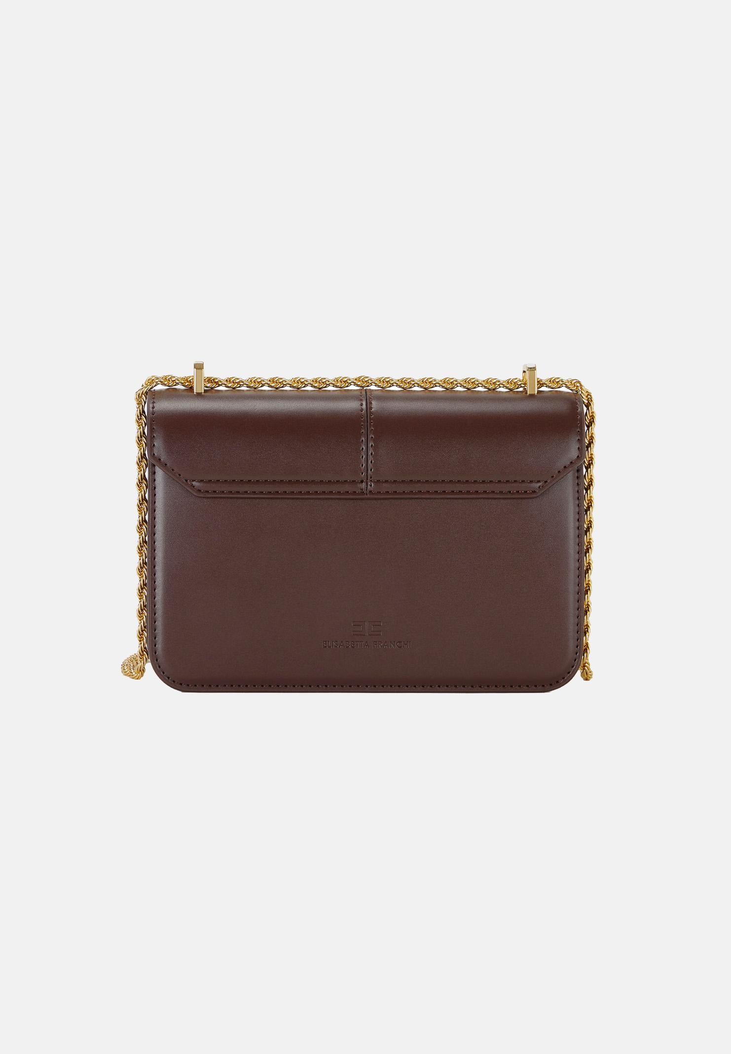 ELISABETTA FRANCHI Borsa a tracolla cacao da donna con logo BS91A61E2 644 ELISABETTA FRANCHI