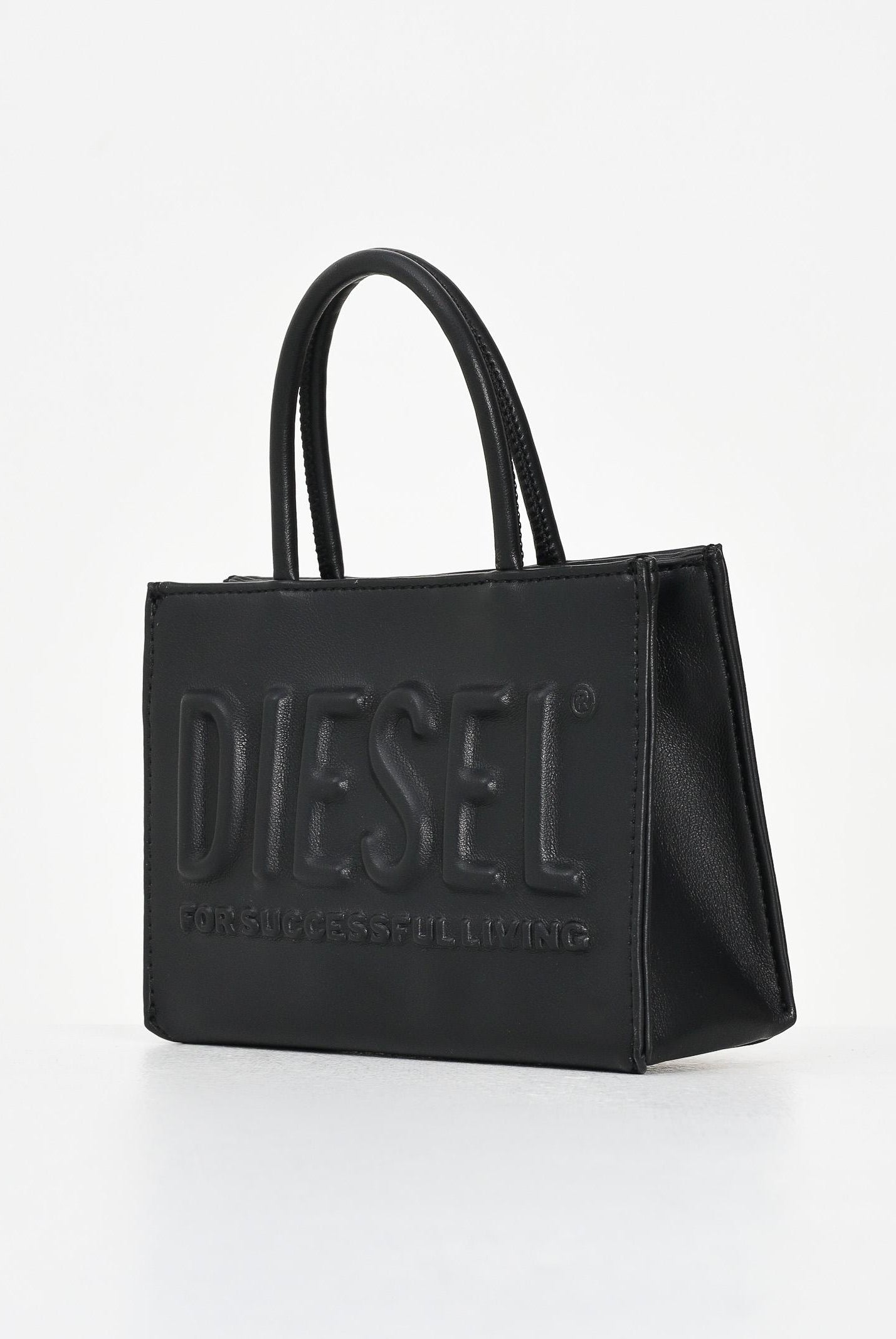 DIESEL Borsa a mano nera da donna con logo in rilievo J02529P8073 T8013 DIESEL