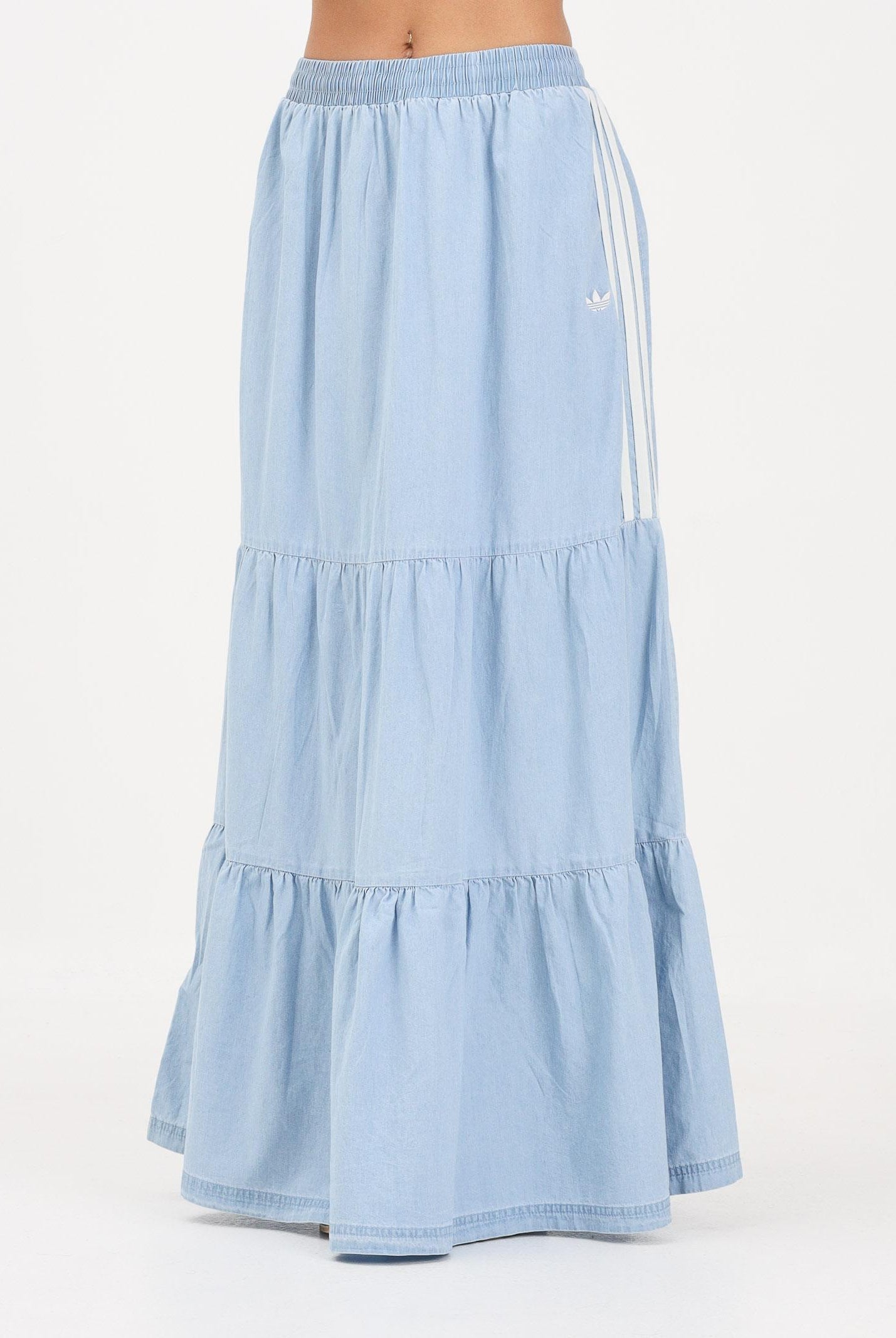 ADIDAS ORIGINALS Gonna lunga SUMMER GLOW in denim chiaro da donna KY8113 . ADIDAS ORIGINALS