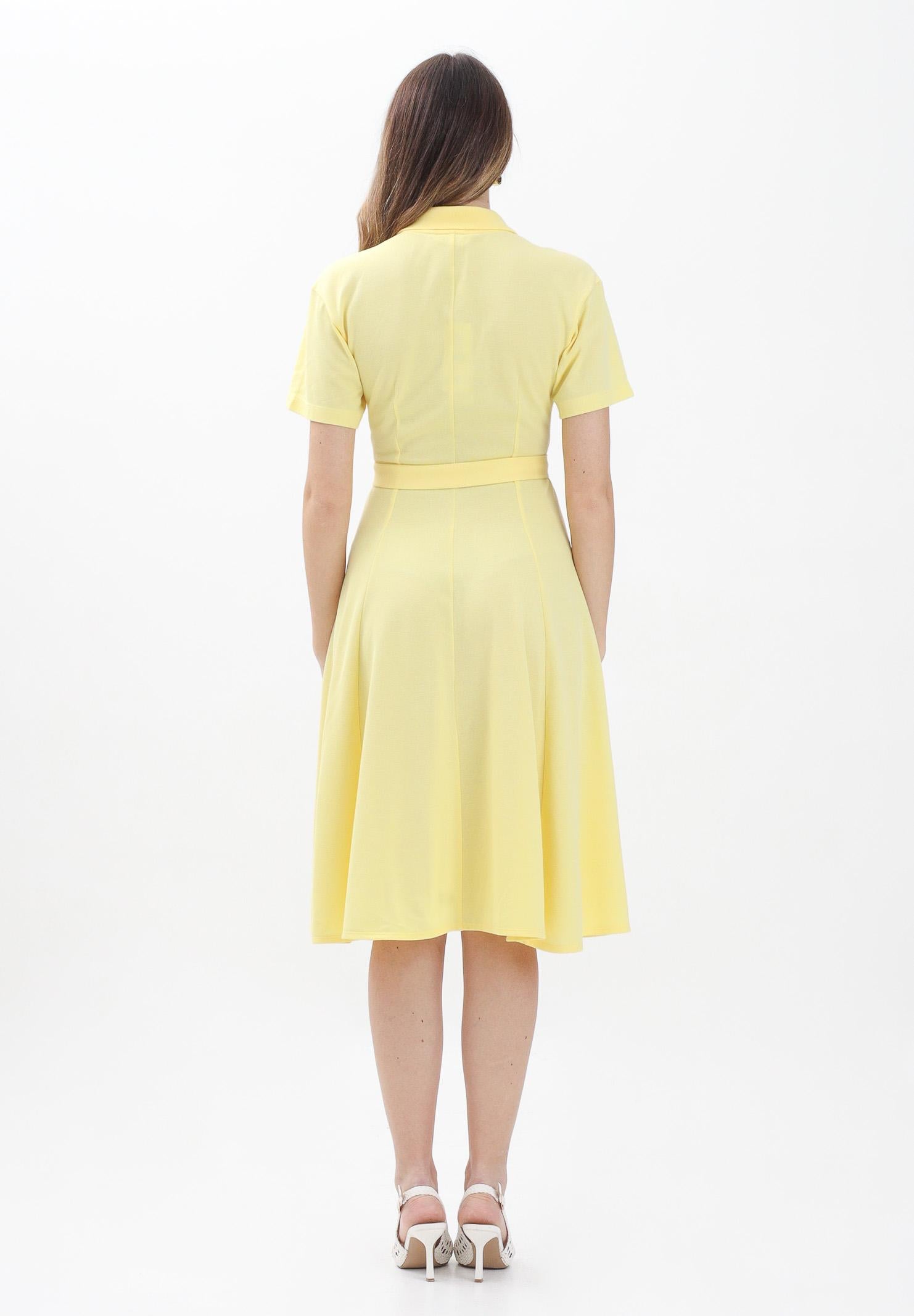 LACOSTE Abito midi giallo da donna in mini piqué EF9621 107 LACOSTE