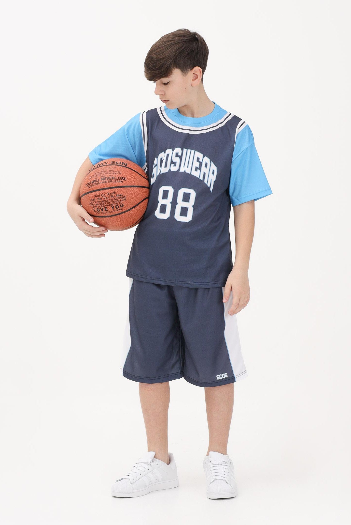 GCDS Shorts blu per donna, ragazzi e bambini con logo C1BJQL707J338 782A GCDS