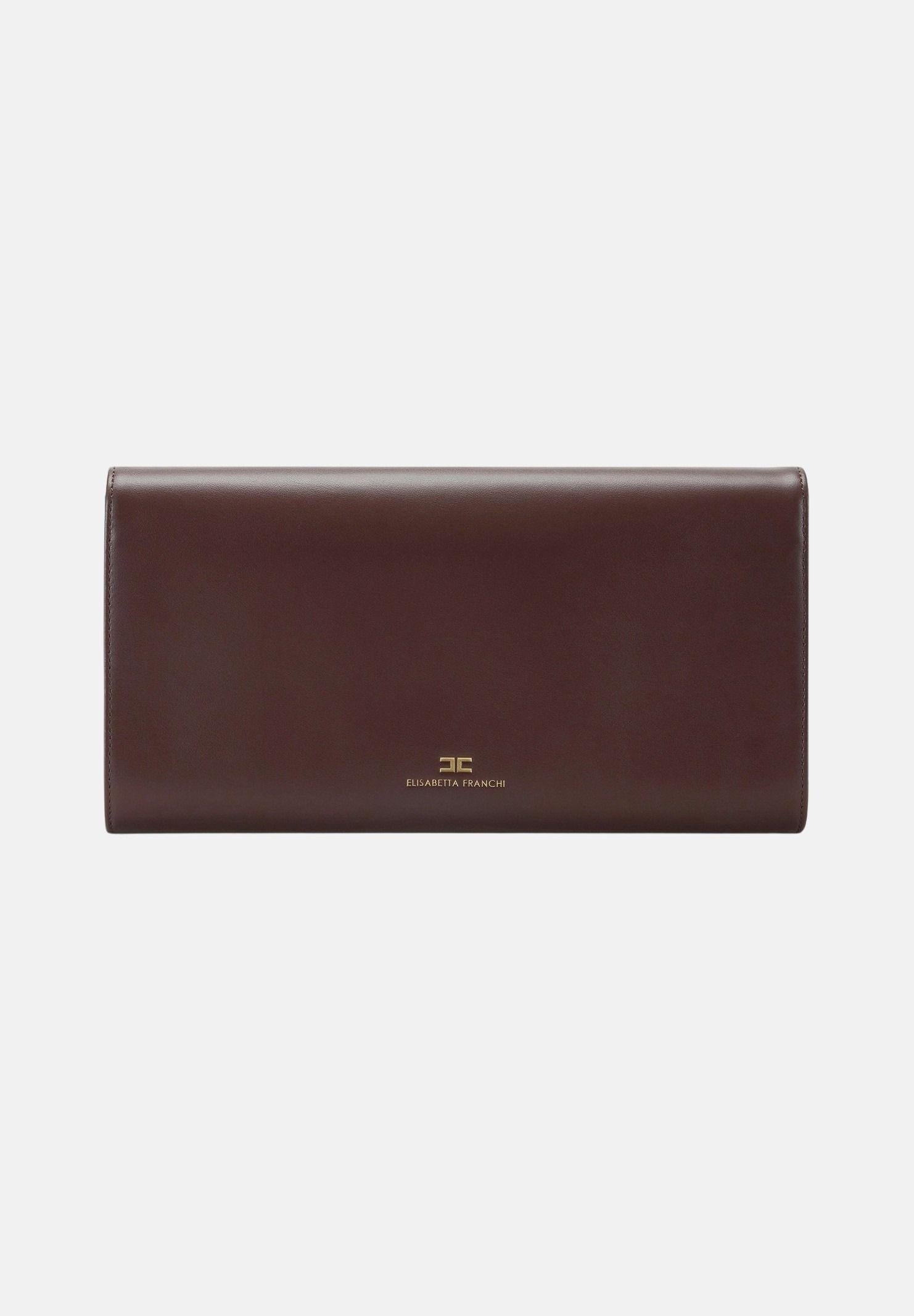 ELISABETTA FRANCHI Pochette cacao da donna realizzata in vera pelle BS99A61E2 644 ELISABETTA FRANCHI
